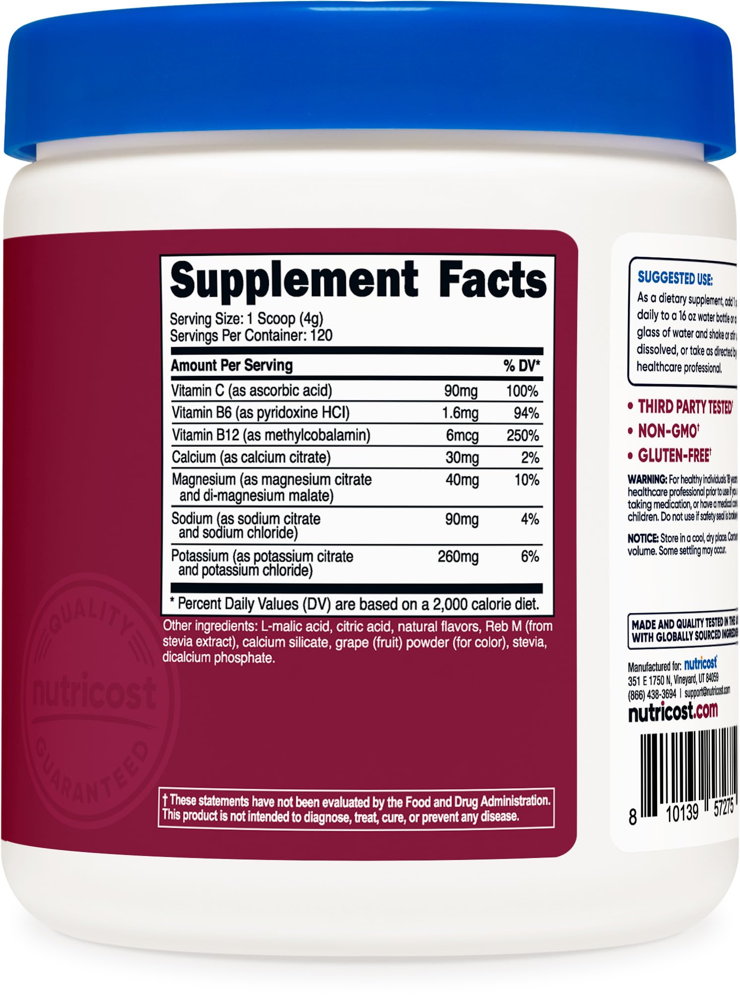 Foto 6 pulgar | Suplemento De Hidratación Nutricost Electrolyte Complex Powder - Venta Internacional.