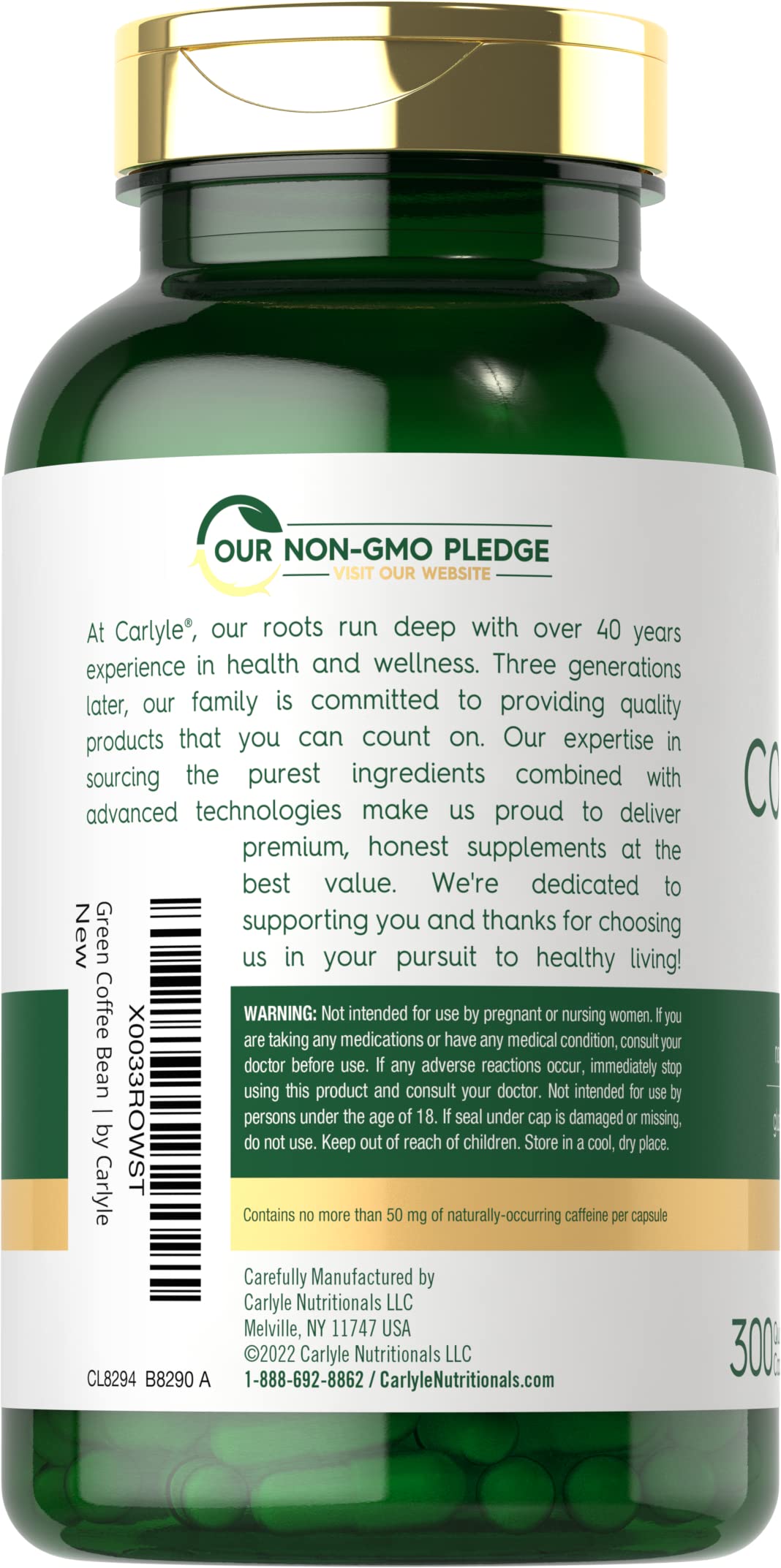 Foto 3 | Suplemento De Extracto De Grano De Café Verde Carlyle, 8000 Mg, 300 Cápsulas - Venta Internacional.