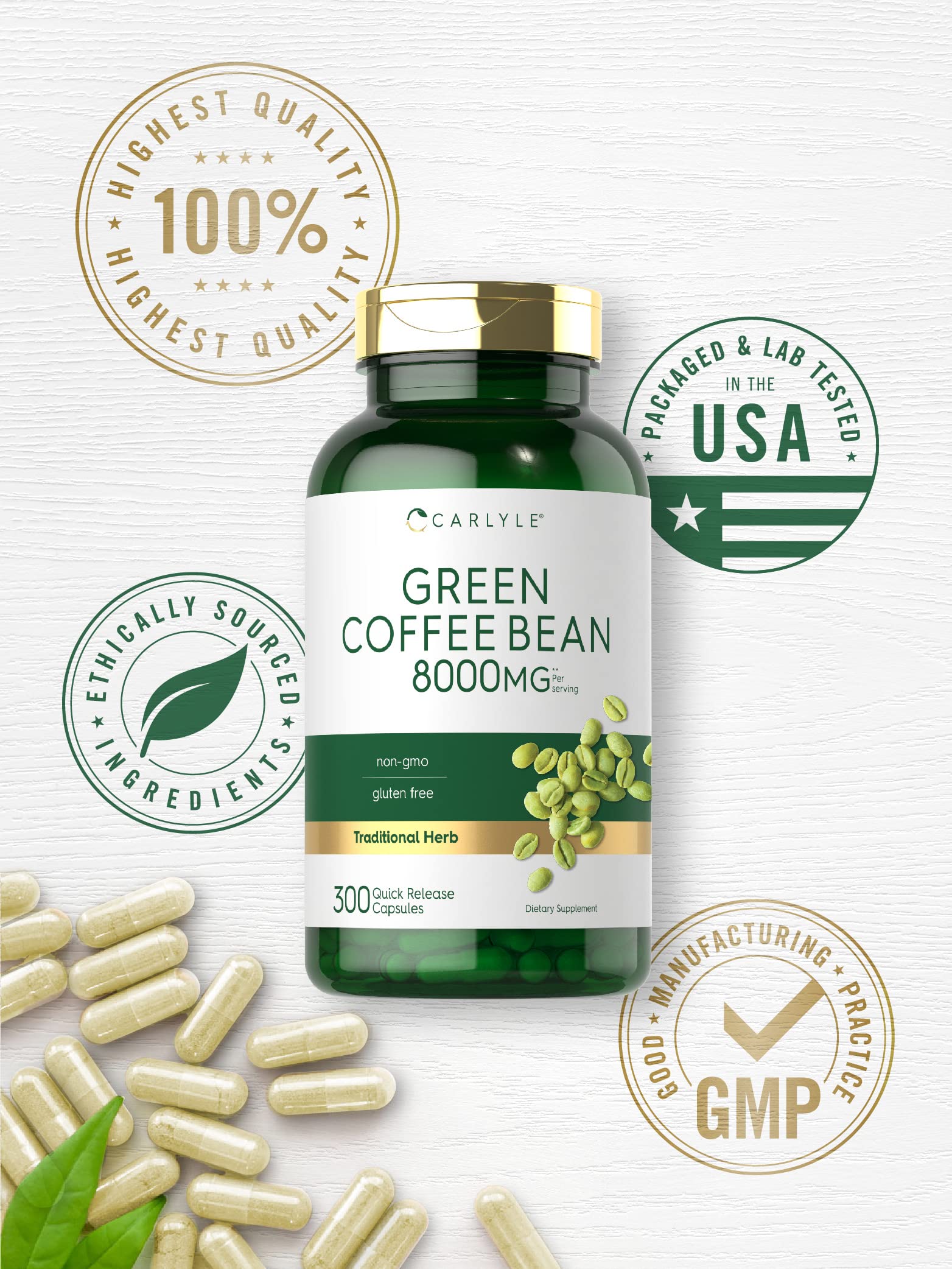 Foto 6 | Suplemento De Extracto De Grano De Café Verde Carlyle, 8000 Mg, 300 Cápsulas - Venta Internacional.