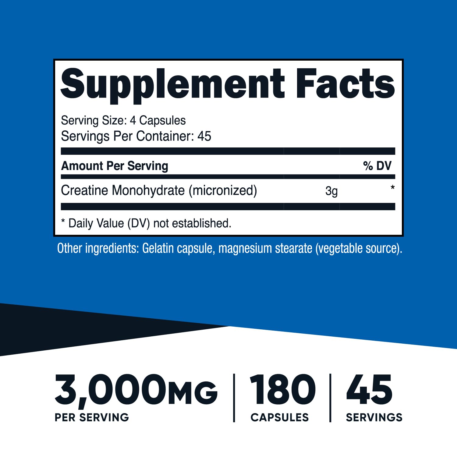 Foto 3 pulgar | Suplemento Nutricost De Monohidrato De Creatina 3000 Mg 180 Cápsulas - Venta Internacional.