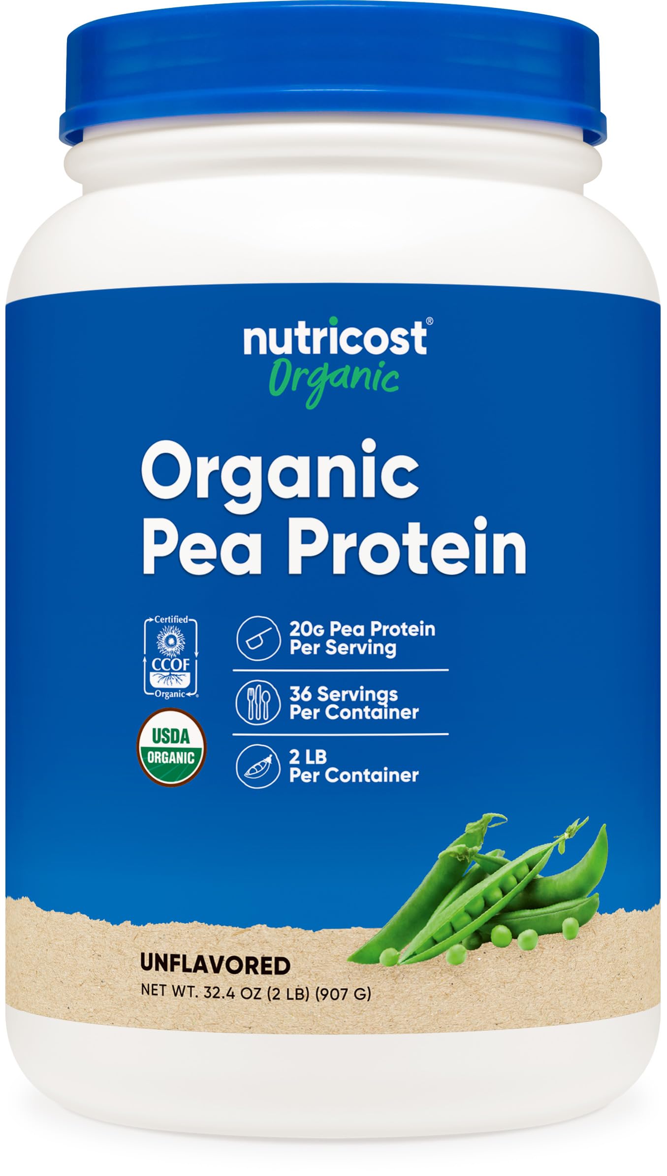 Foto 2 pulgar | Proteína De Guisante En Polvo Nutricost Organic 907 G Sin Sabor - Venta Internacional.
