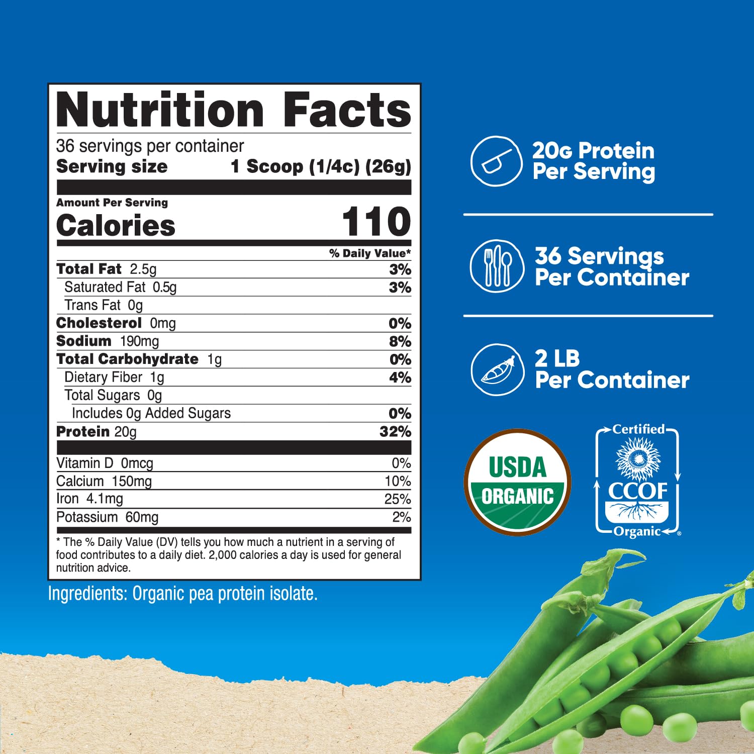 Foto 3 pulgar | Proteína De Guisante En Polvo Nutricost Organic 907 G Sin Sabor - Venta Internacional.