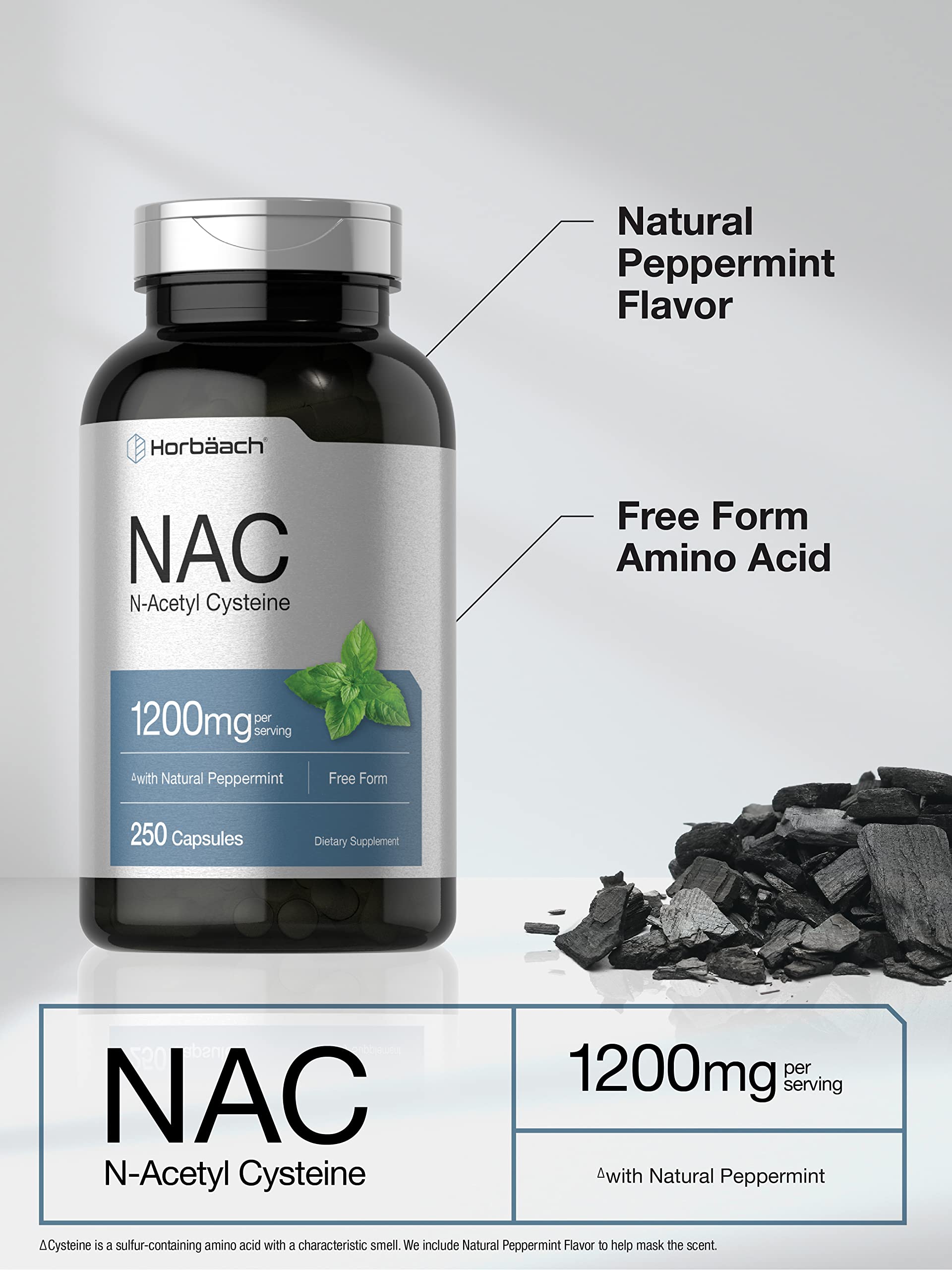 Foto 4 pulgar | Suplemento Horbäach Nac N-acetil Cisteína 1200 Mg 250 Cápsulas - Venta Internacional.
