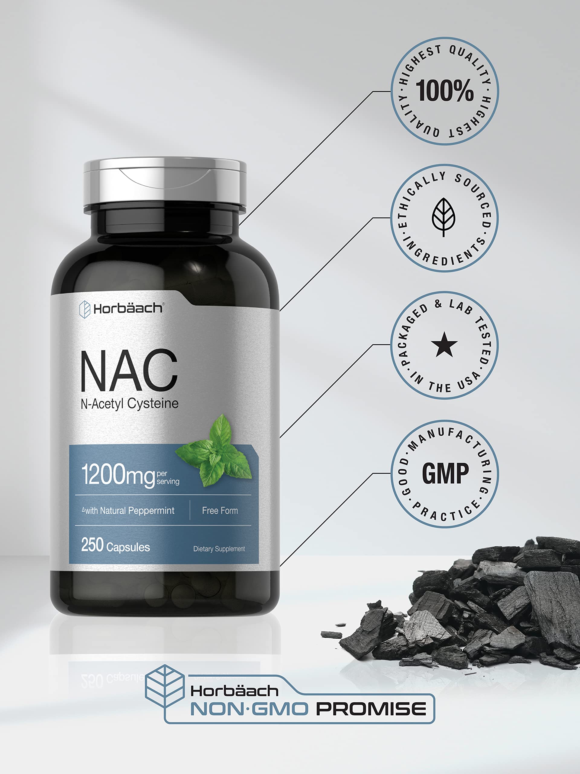 Foto 6 pulgar | Suplemento Horbäach Nac N-acetil Cisteína 1200 Mg 250 Cápsulas - Venta Internacional.
