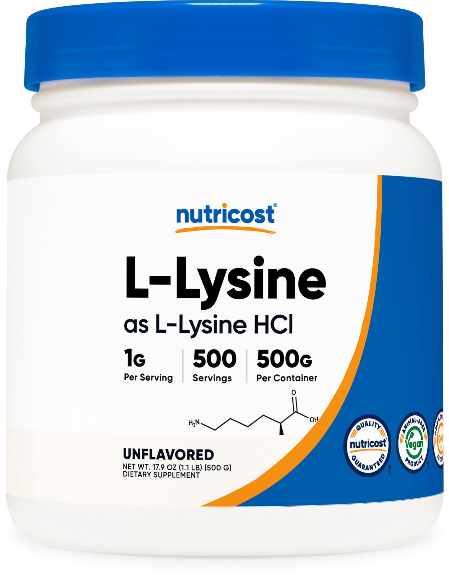 Foto 1 | Suplemento Nutricost L-lisina En Polvo, 500 G, Puro, Sin Ogm, Sin Gluten - Venta Internacional.