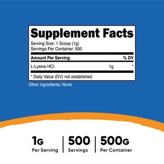 Foto 2 | Suplemento Nutricost L-lisina En Polvo, 500 G, Puro, Sin Ogm, Sin Gluten - Venta Internacional.