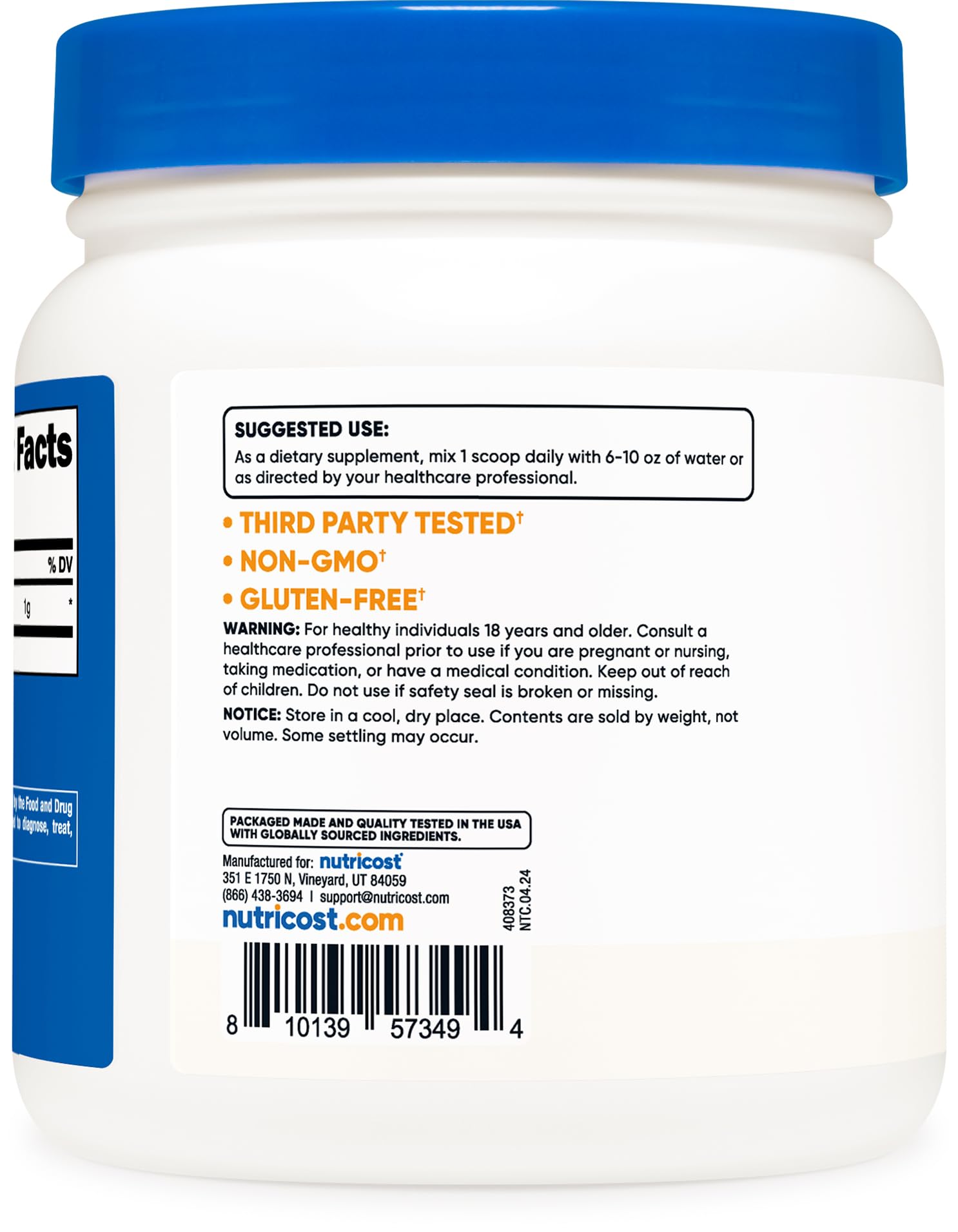 Foto 5 pulgar | Suplemento Nutricost L-lisina En Polvo, 500 G, Puro, Sin Ogm, Sin Gluten - Venta Internacional.