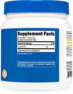 Foto 5 | Suplemento Nutricost L-lisina En Polvo, 500 G, Puro, Sin Ogm, Sin Gluten - Venta Internacional.