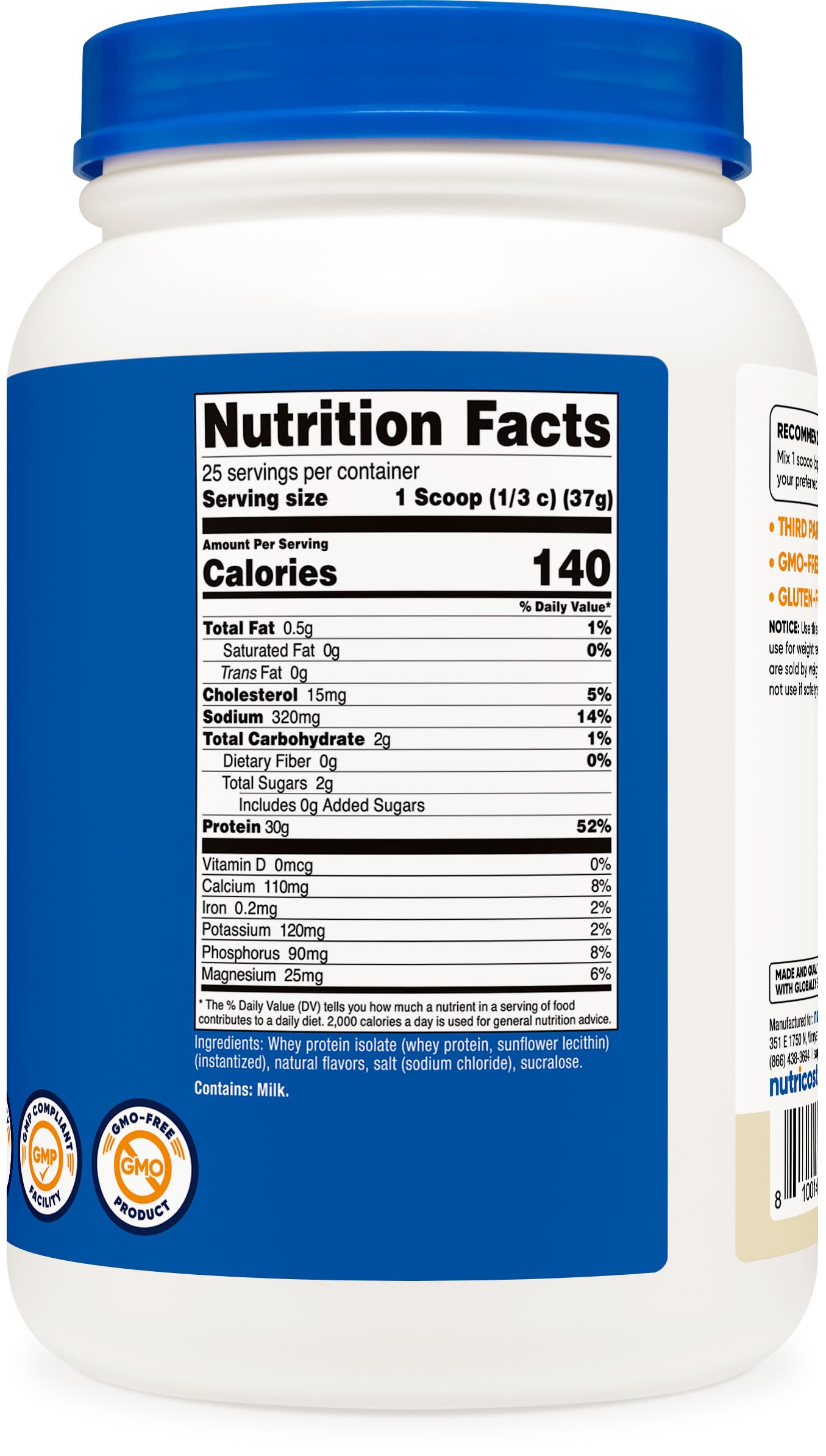 Foto 6 pulgar | Proteína De Suero Aislada En Polvo Nutricost Vanilla 907 G - Venta Internacional.