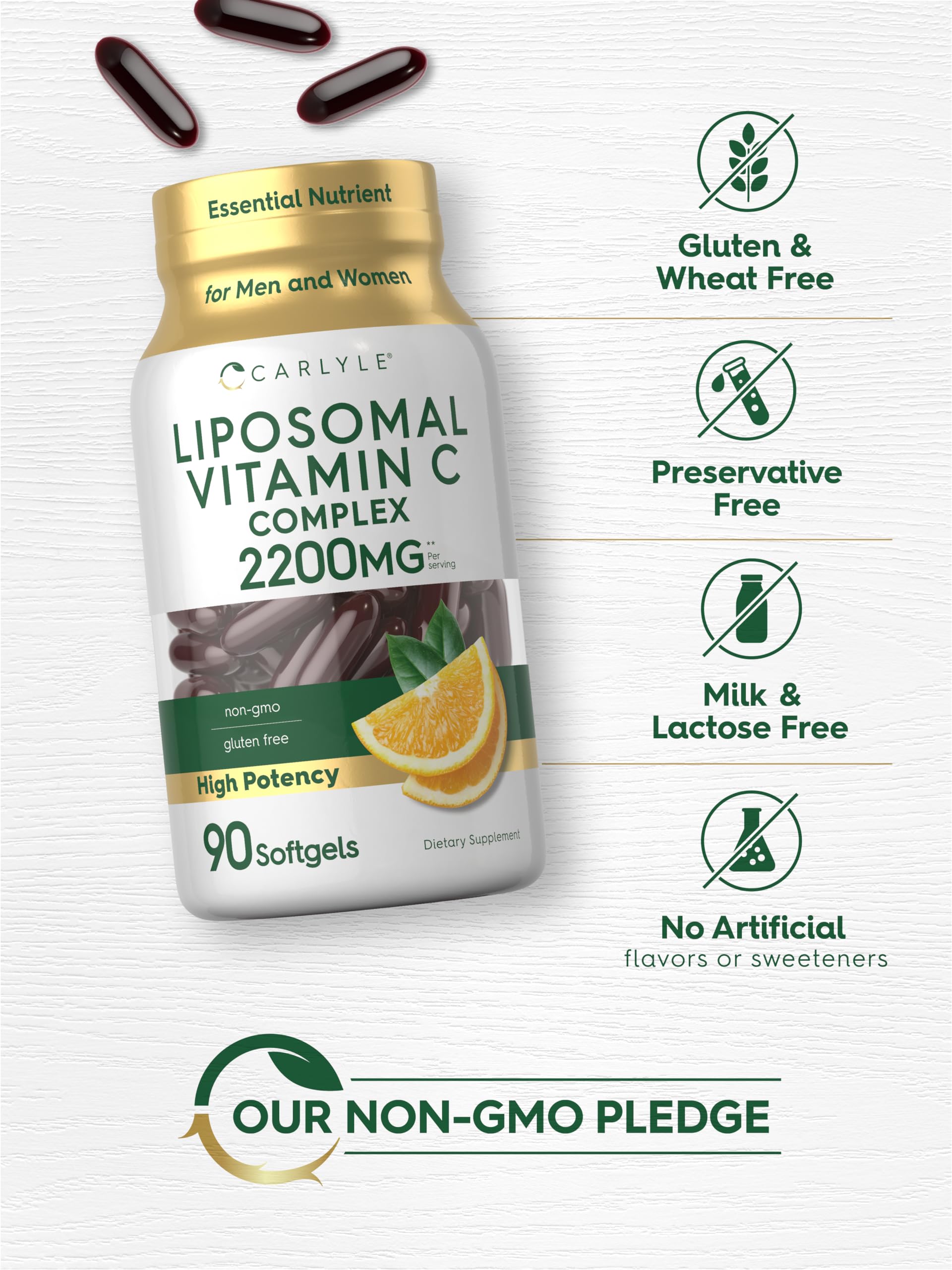 Foto 6 pulgar | Suplemento De Vitamina C Liposomal Carlyle, 2200 Mg, 90 Cápsulas Blandas - Venta Internacional.