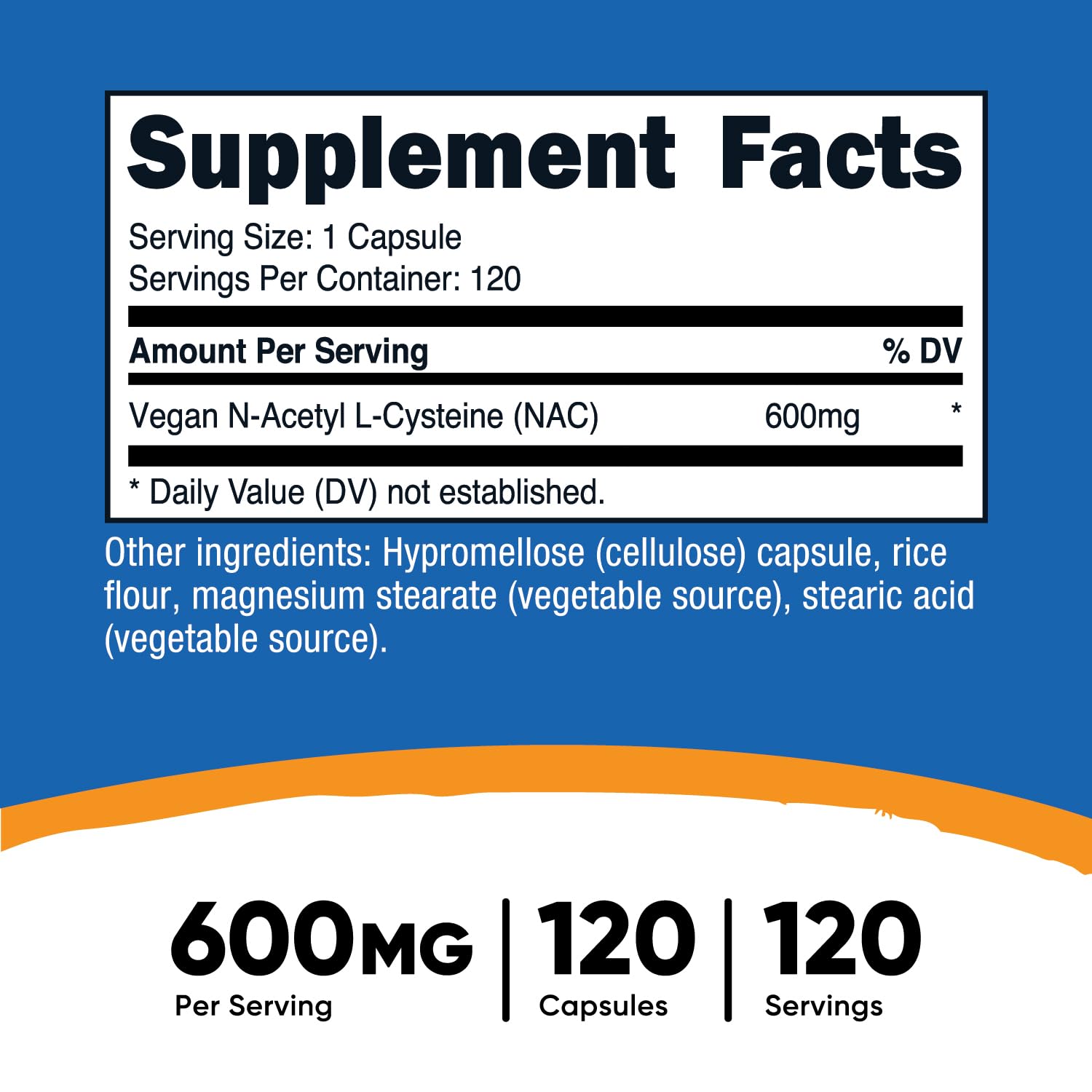 Foto 3 pulgar | Suplemento Nutricost De N-acetil L-cisteína (nac) 600 Mg 120 Cápsulas - Venta Internacional.