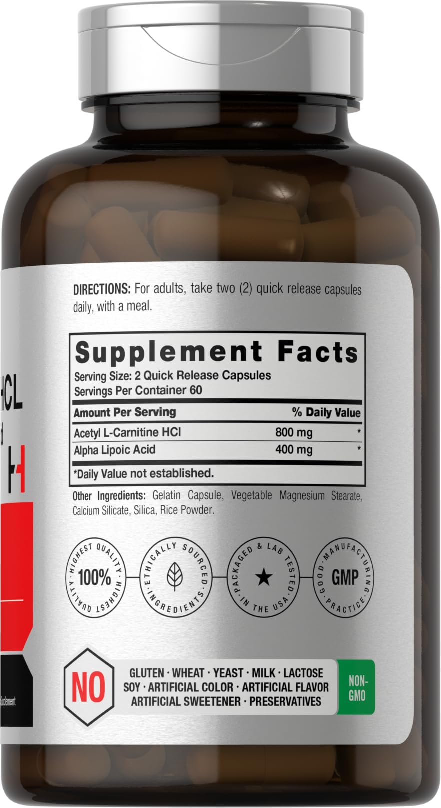 Foto 2 | Suplemento Horbäach Acetil L Carnitina Hcl Y Ácido Alfa Lipoico - Venta Internacional.