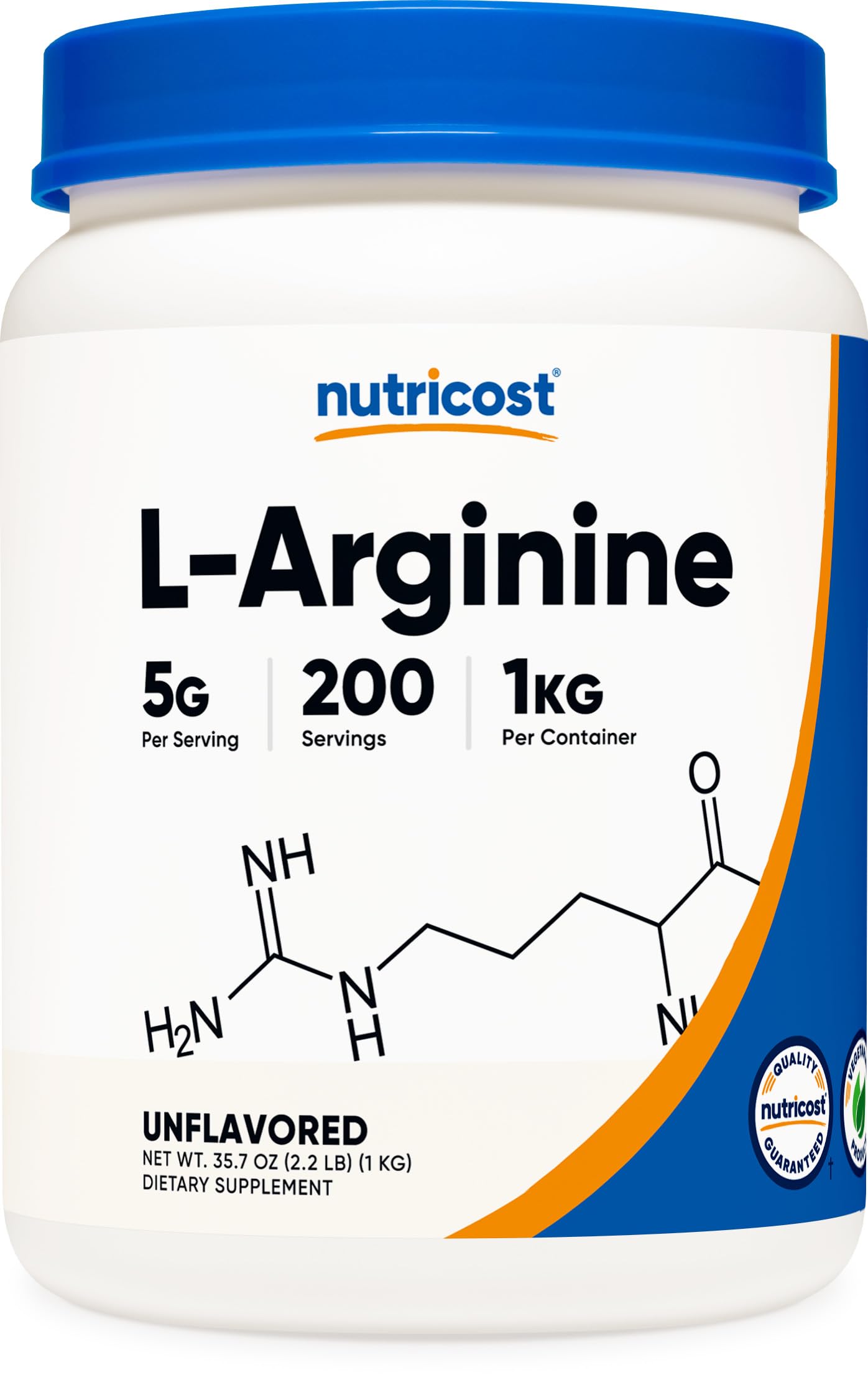 Foto 2 pulgar | Suplemento Nutricost De L-arginina En Polvo De 1 Kg A 5 G Por Porción - Venta Internacional.