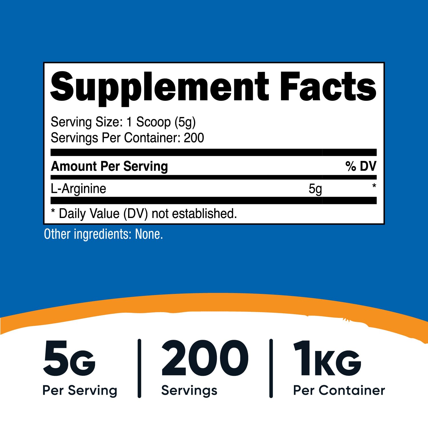 Foto 3 pulgar | Suplemento Nutricost De L-arginina En Polvo De 1 Kg A 5 G Por Porción - Venta Internacional.
