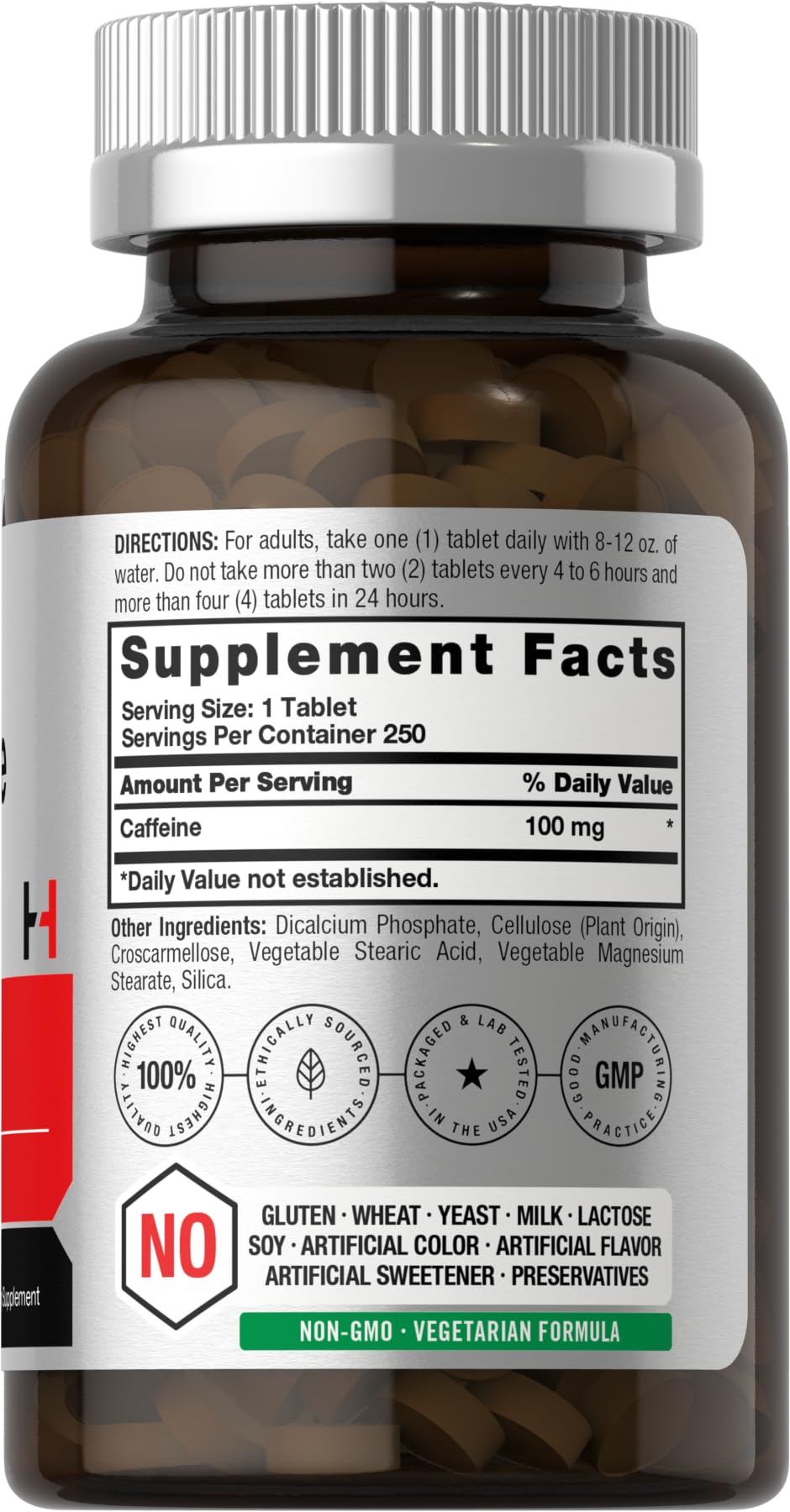 Foto 3 pulgar | Pastillas De Cafeína Horbaach 100 Mg 250 Tabletas Vegetarianas Sin Ogm - Venta Internacional.