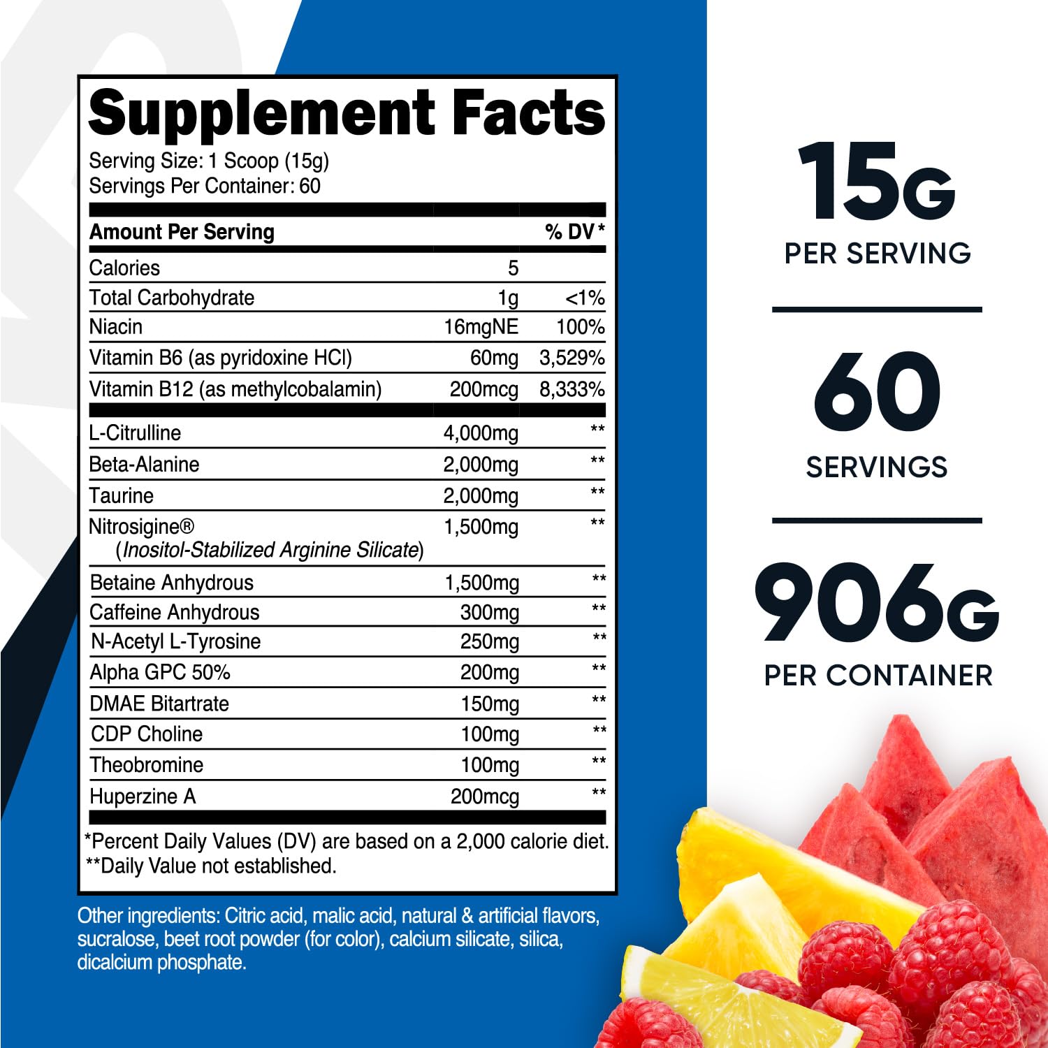 Foto 3 pulgar | Polvo Para Antes Del Entrenamiento Nutricost Pre-x Xtreme Fruit Punch, 60 Porciones - Venta Internacional.