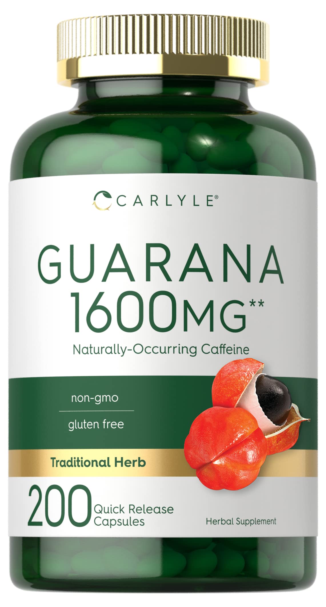 Foto 2 pulgar | Suplemento Carlyle: Extracto De Guaraná, Cápsulas, 1600 Mg, 200 Unidades - Venta Internacional.