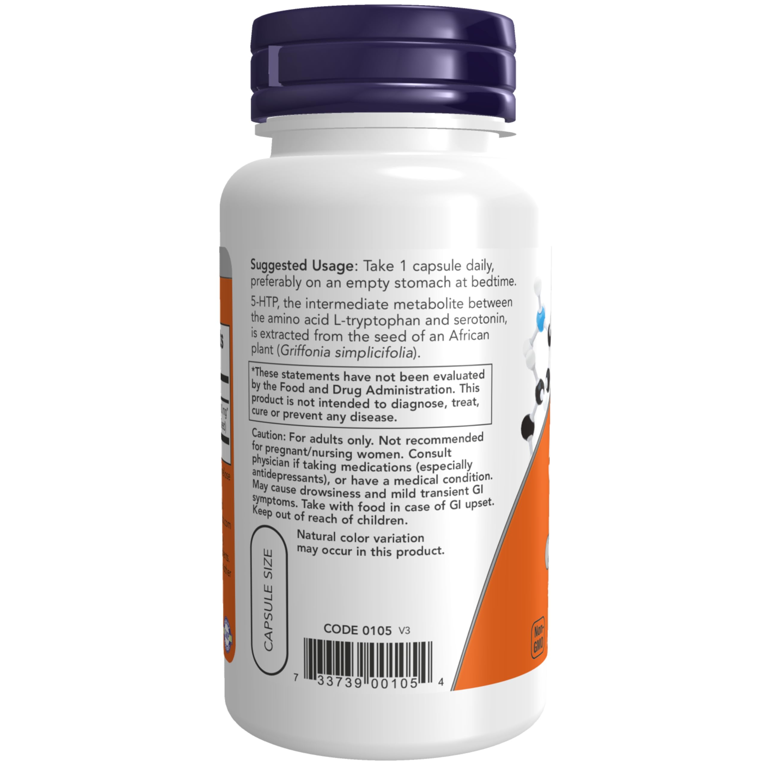 Foto 4 pulgar | Suplemento Now Foods 5-htp (5-hidroxitriptófano) 100 Mg 60 Cápsulas - Venta Internacional.