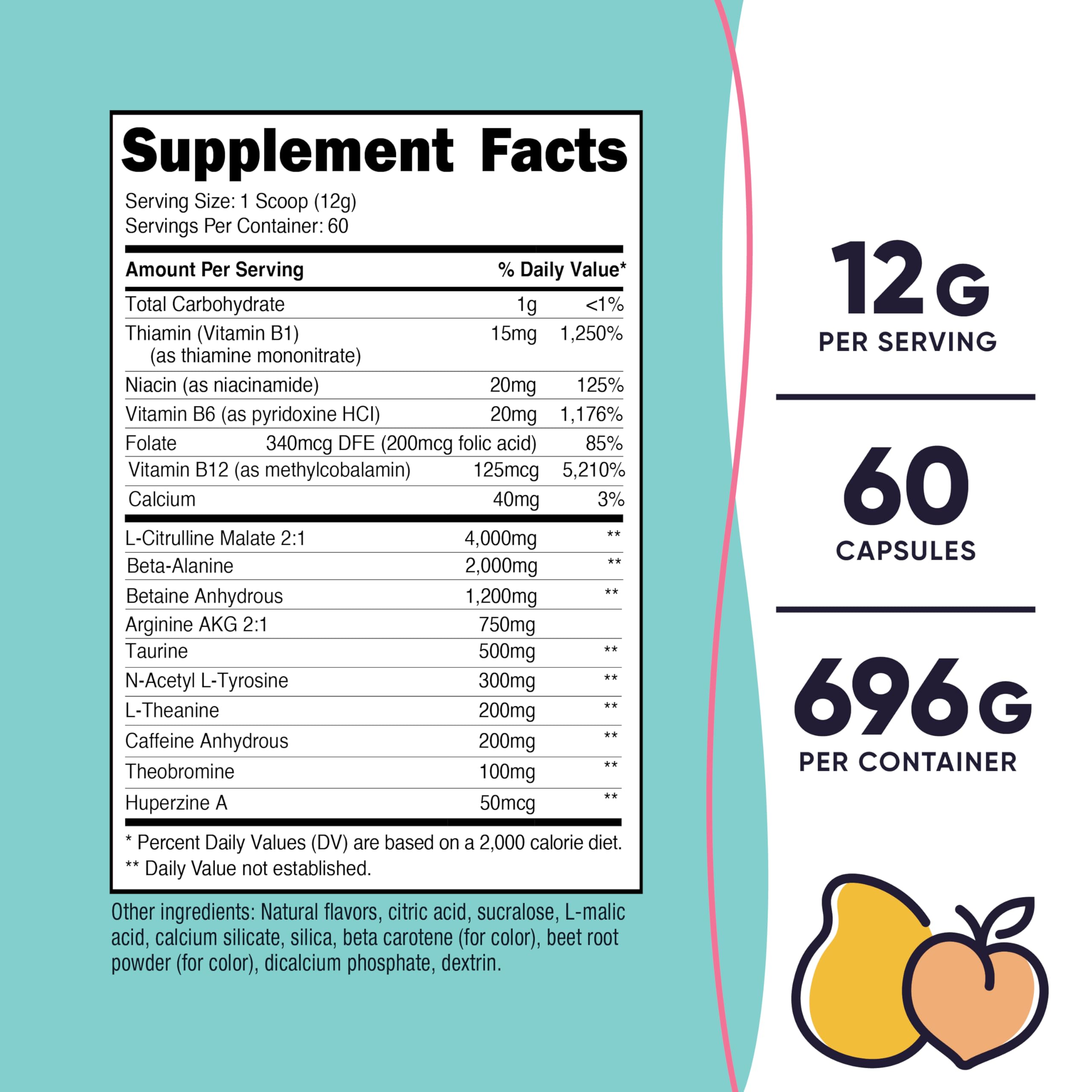 Foto 3 pulgar | Polvo De Preentrenamiento Nutricost Peach Mango Para Mujer, 60 Porciones - Venta Internacional.