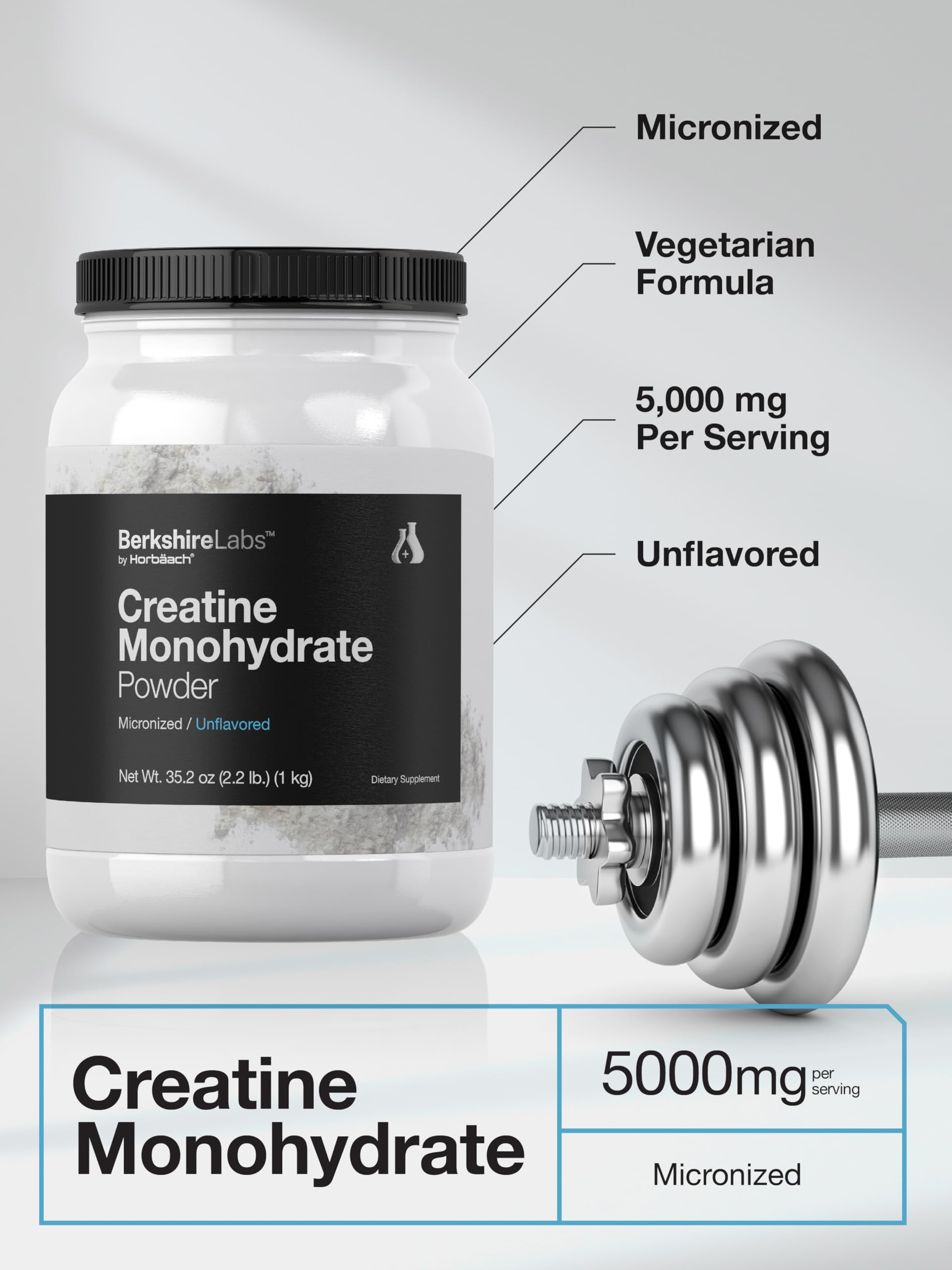 Foto 5 | Suplemento Horbäach De Monohidrato De Creatina En Polvo, 1 Kg - Venta Internacional.