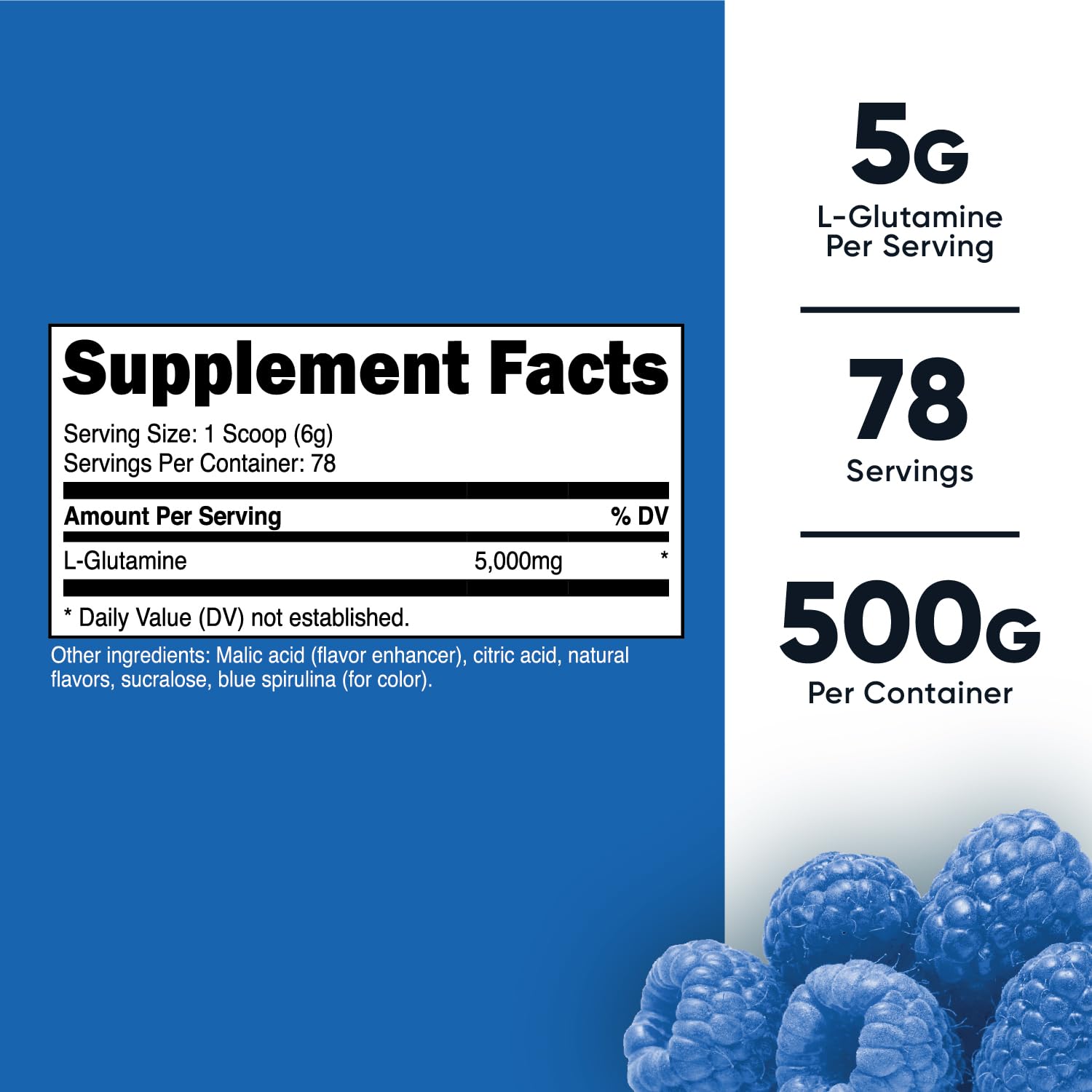 Foto 3 pulgar | Suplemento Nutricost L-glutamina En Polvo 500 G De Frambuesa Azul - Venta Internacional.