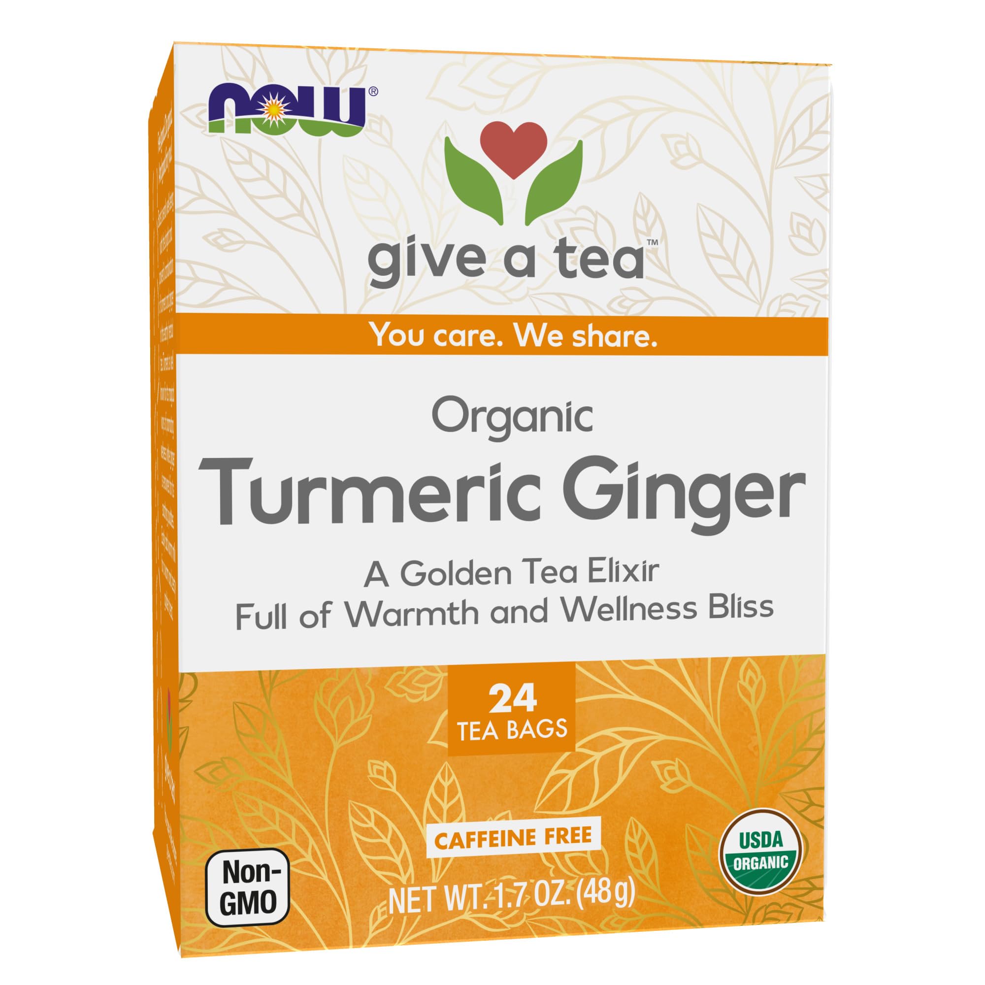 Foto 2 pulgar | Tea Now Give A Tea Organic, Cúrcuma Y Jengibre, 24 Bolsitas - Venta Internacional.