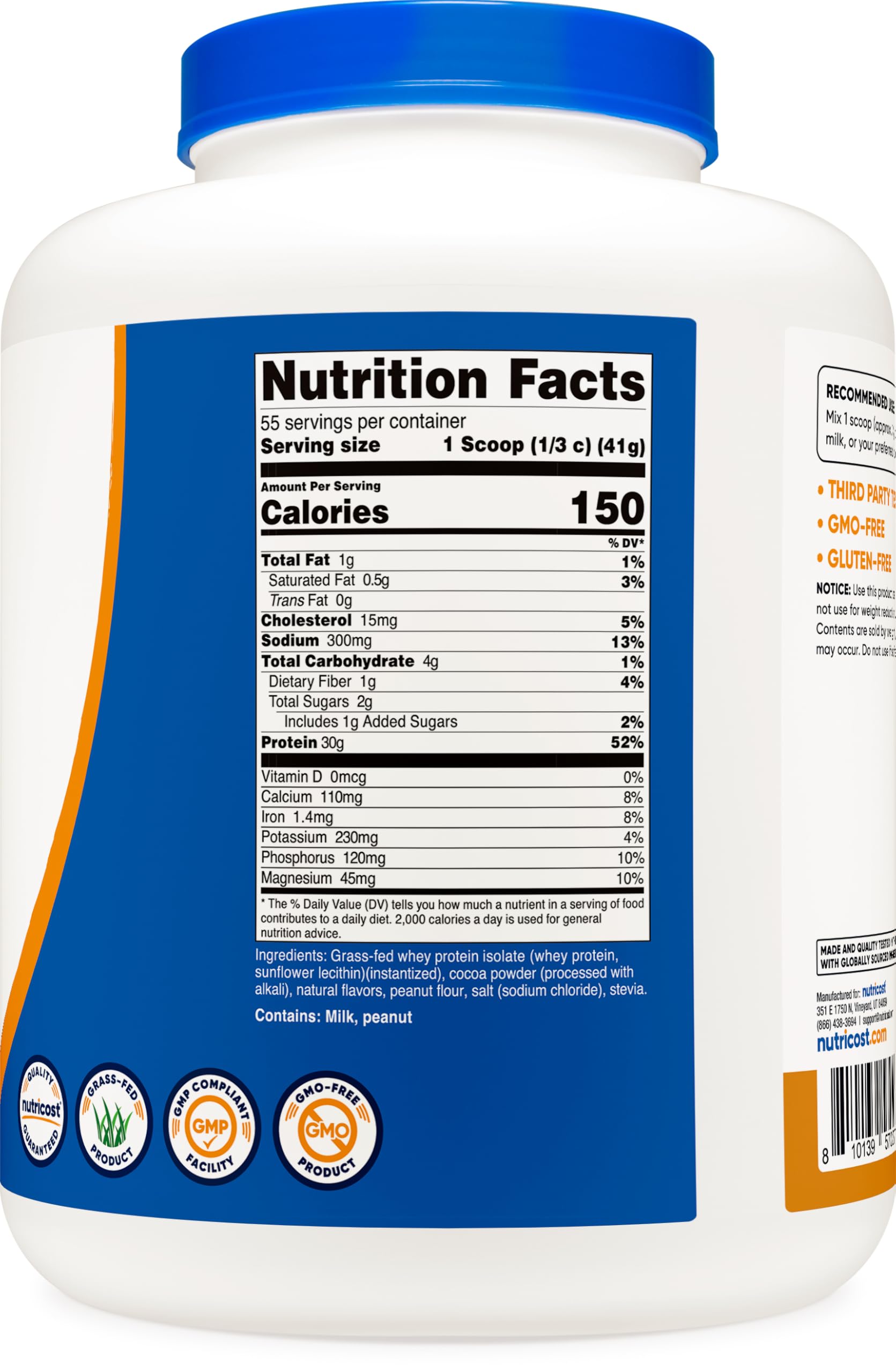 Foto 6 pulgar | Aislado De Proteína De Suero Nutricost Con Chocolate Y Cacahuete Alimentado Con Pasto, 2,27 Kg - Venta Internacional.