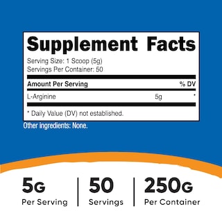 Foto 2 | L-arginina En Polvo Nutricost 250 G - 5000 Mg Por Porción - Venta Internacional.