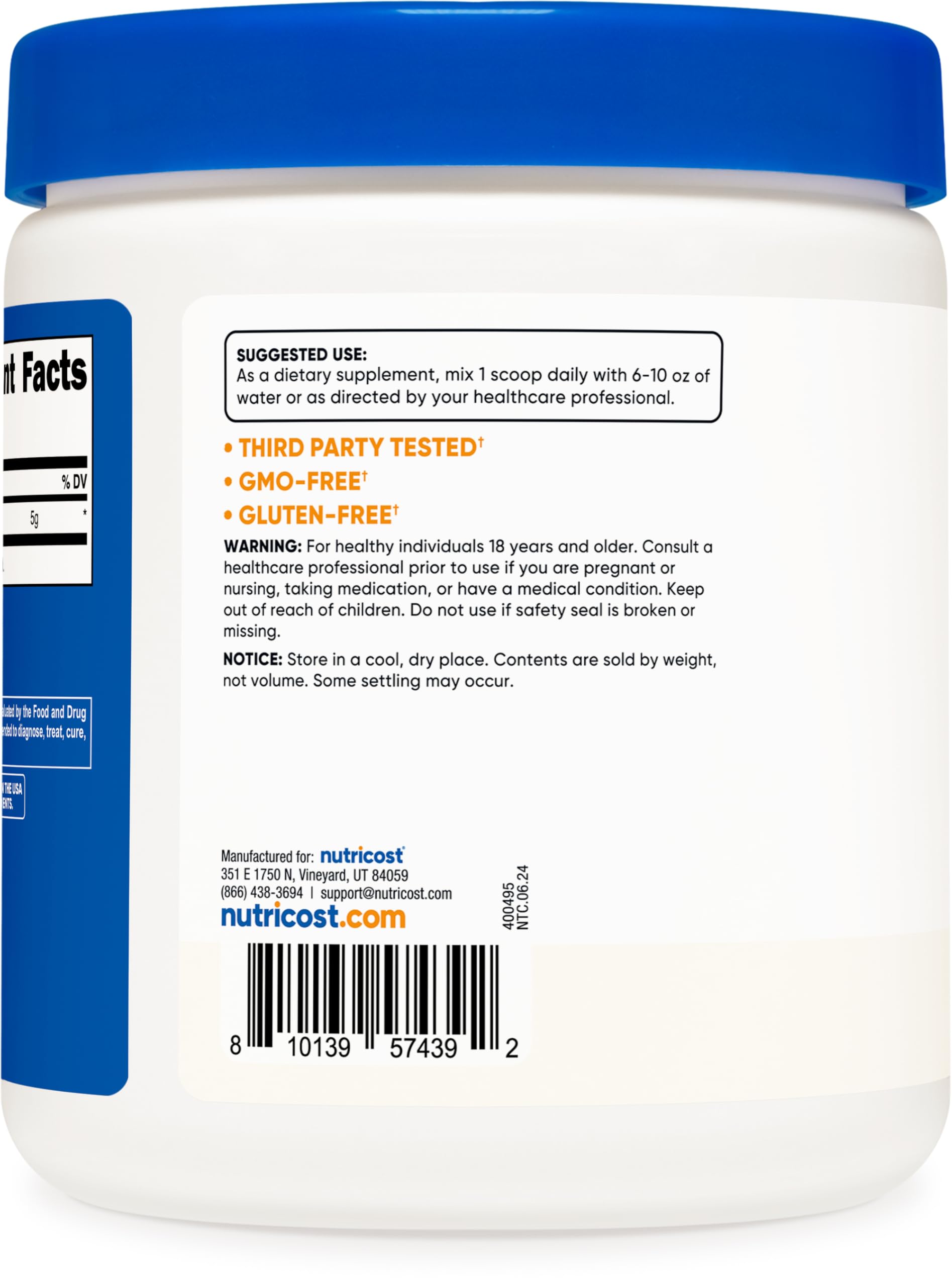 Foto 5 pulgar | L-arginina En Polvo Nutricost 250 G - 5000 Mg Por Porción - Venta Internacional.