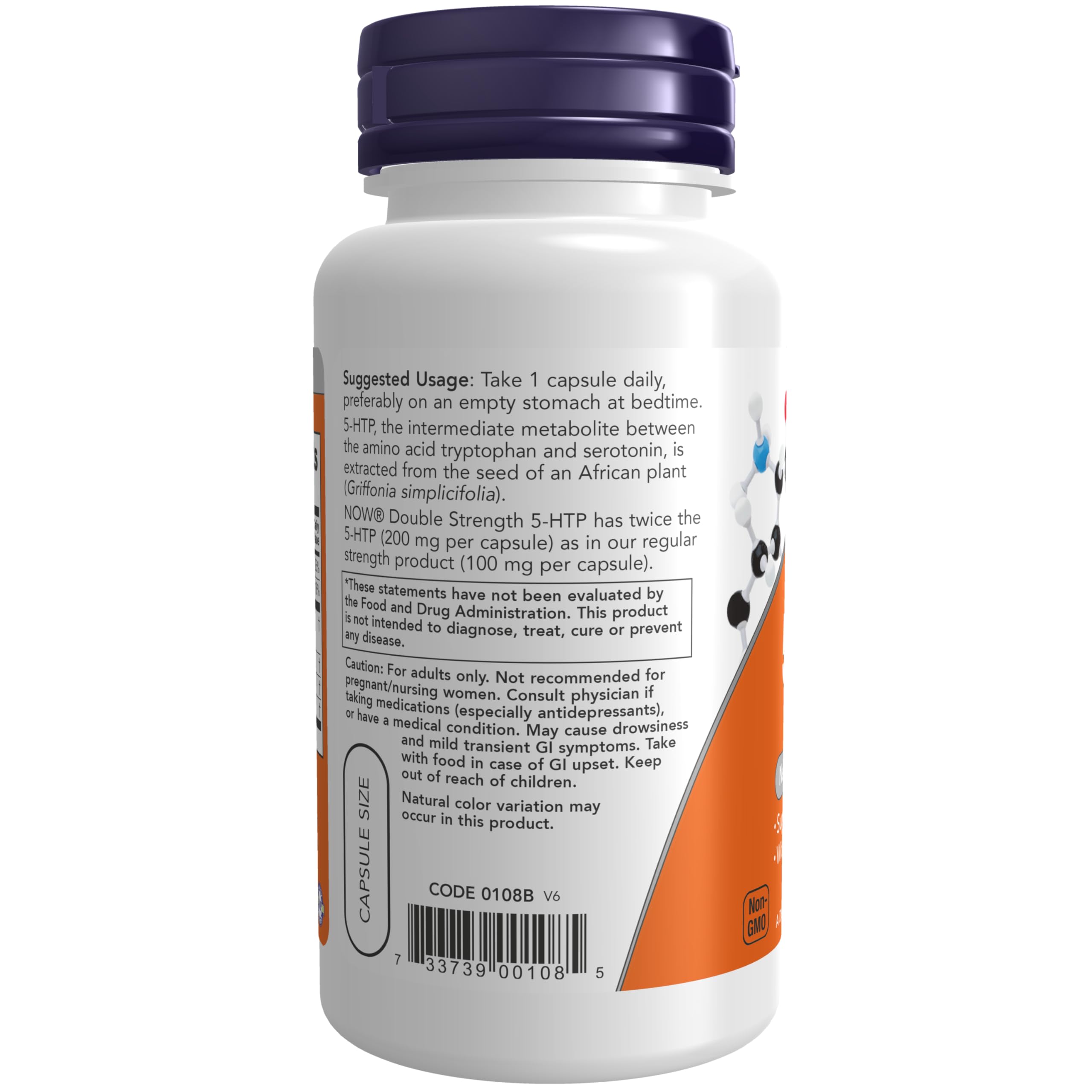 Foto 4 pulgar | Suplementos Now Foods 5-htp (5-hidroxitriptófano) 200 Mg 60 Cápsulas - Venta Internacional.