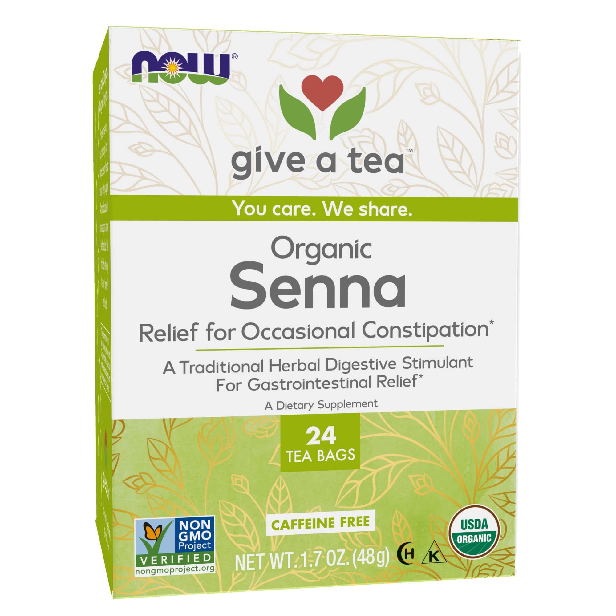 Laxante Orgánico De Senna Y Hierbas Give A Tea De Tea Now Foods, 24 Bolsas - Venta Internacional.