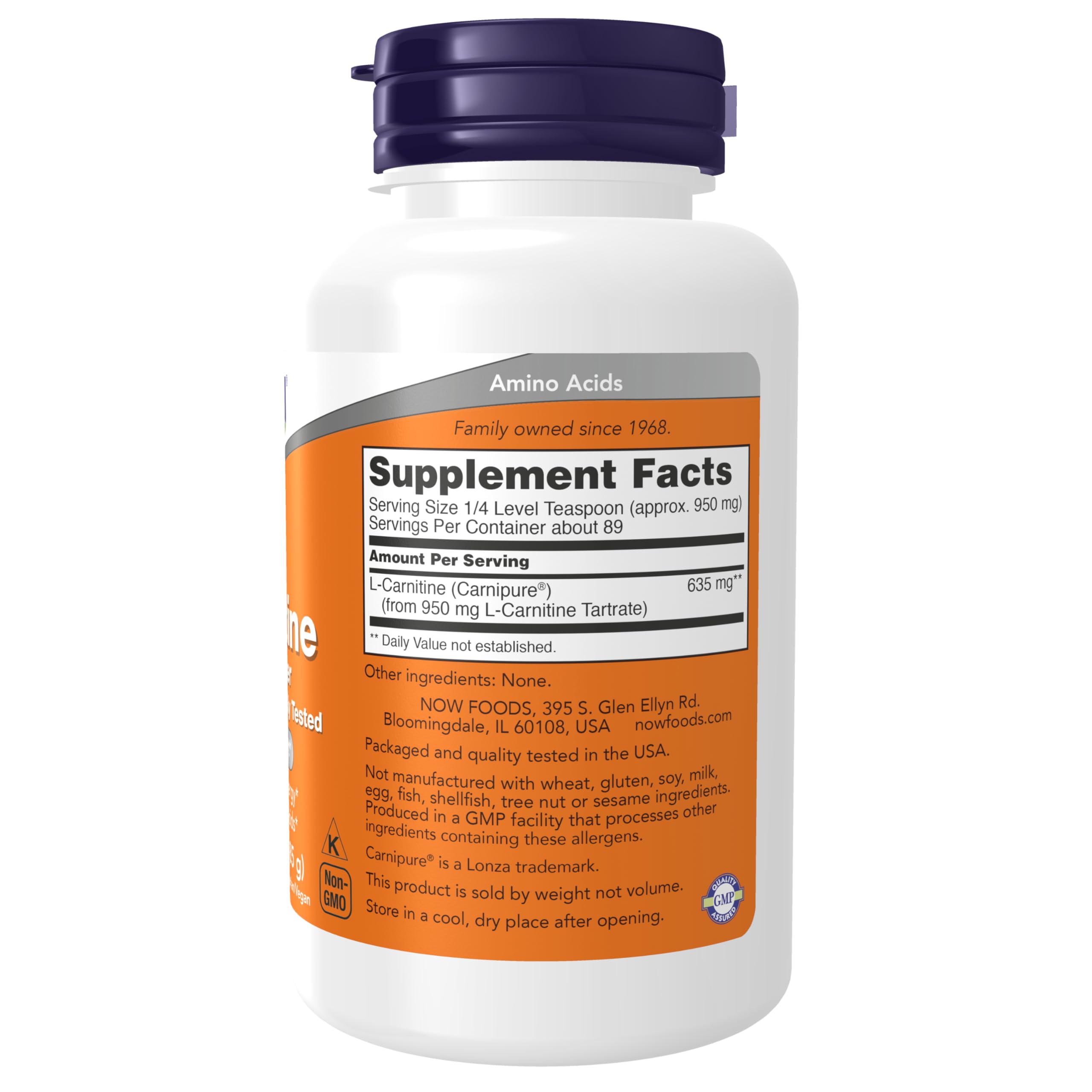 Foto 3 pulgar | Suplementos Now Foods L-carnitina En Polvo Puro, 90 Ml - Venta Internacional.