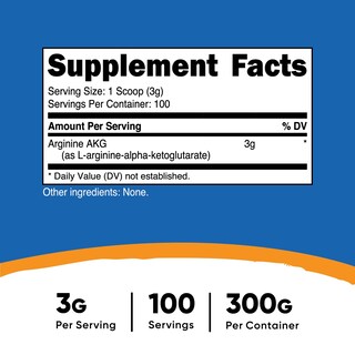 Foto 2 | Suplemento Nutricost Arginine Akg En Polvo 300 G - 100 Porciones - Venta Internacional.