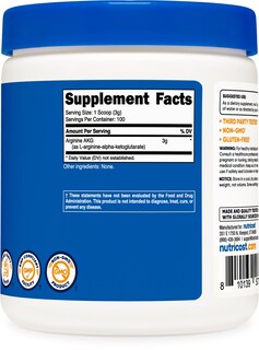 Foto 5 | Suplemento Nutricost Arginine Akg En Polvo 300 G - 100 Porciones - Venta Internacional.