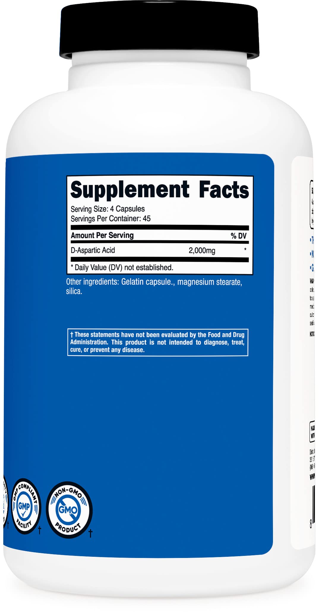 Foto 4 | Suplemento Nutricost De Ácido D-aspártico (daa) 2000 Mg 180 Cápsulas - Venta Internacional.
