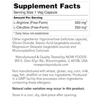 Foto 6 | Suplemento Now Sports Nutrition Arginina Y Citrulina 500 Mg/250 Mg - Venta Internacional.