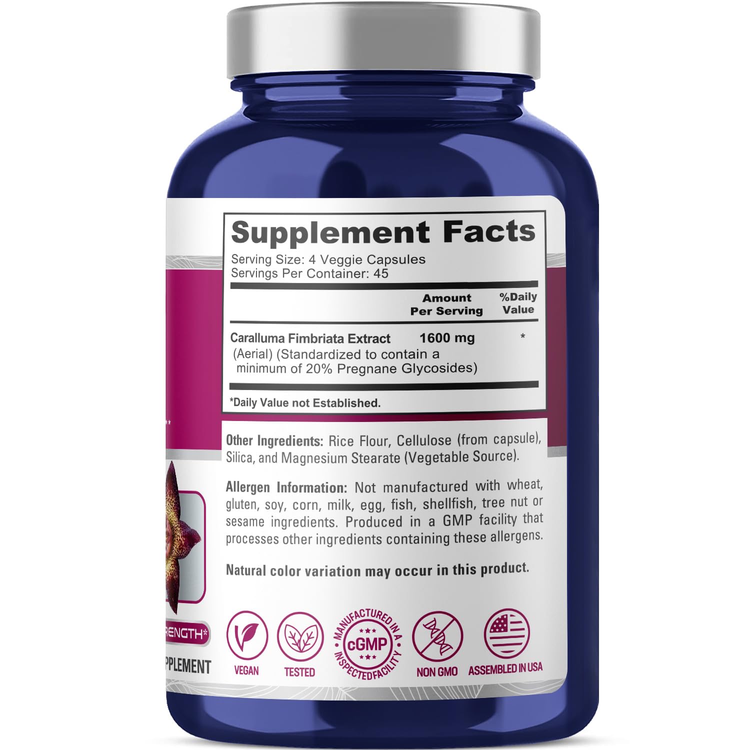 Foto 3 pulgar | Suplemento Nusapure Caralluma Fimbriata 1600 Mg 180 Cápsulas - Venta Internacional.