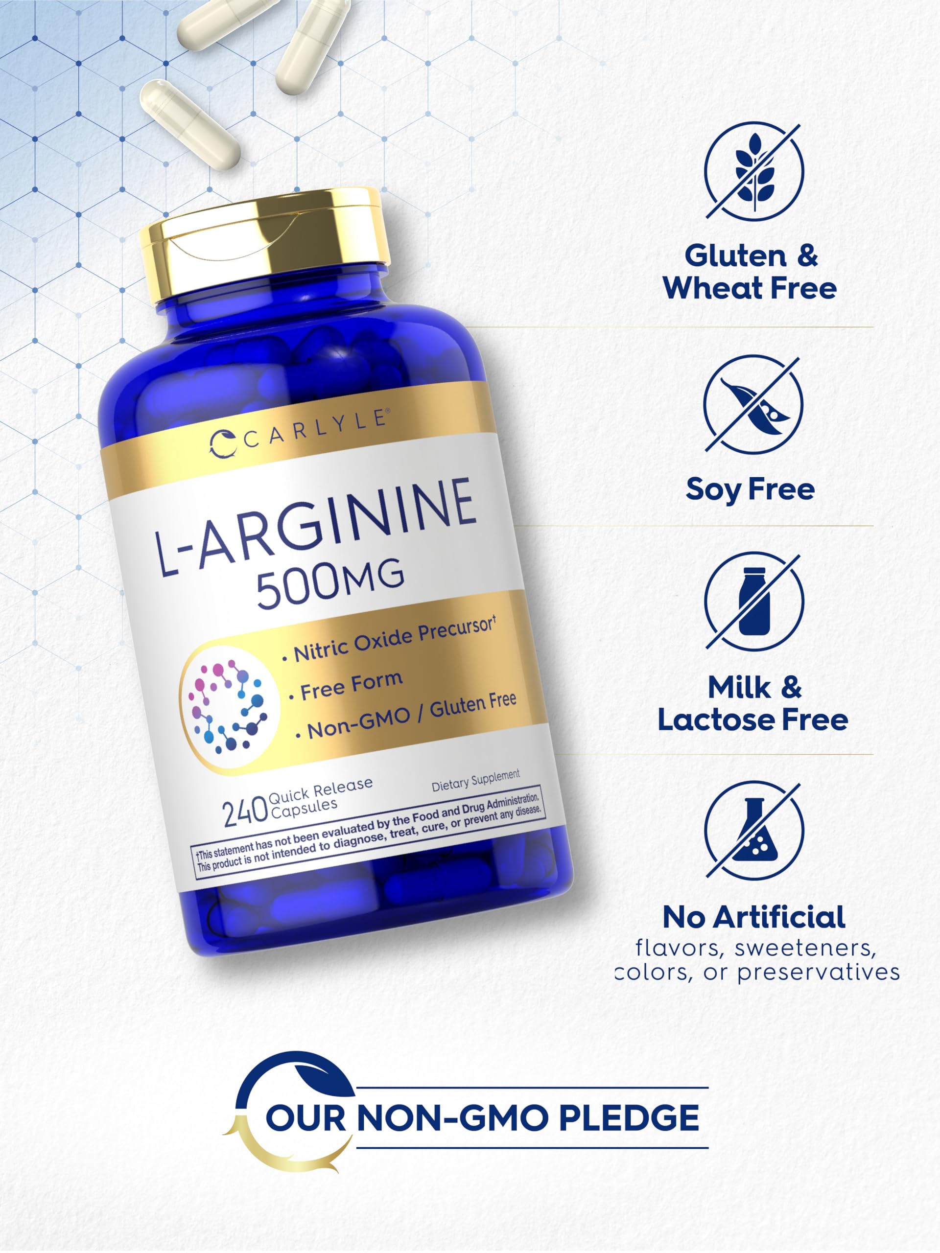Foto 5 | Suplemento Carlyle L-arginina, 500 Mg, Cápsulas, 240 Unidades - Venta Internacional.