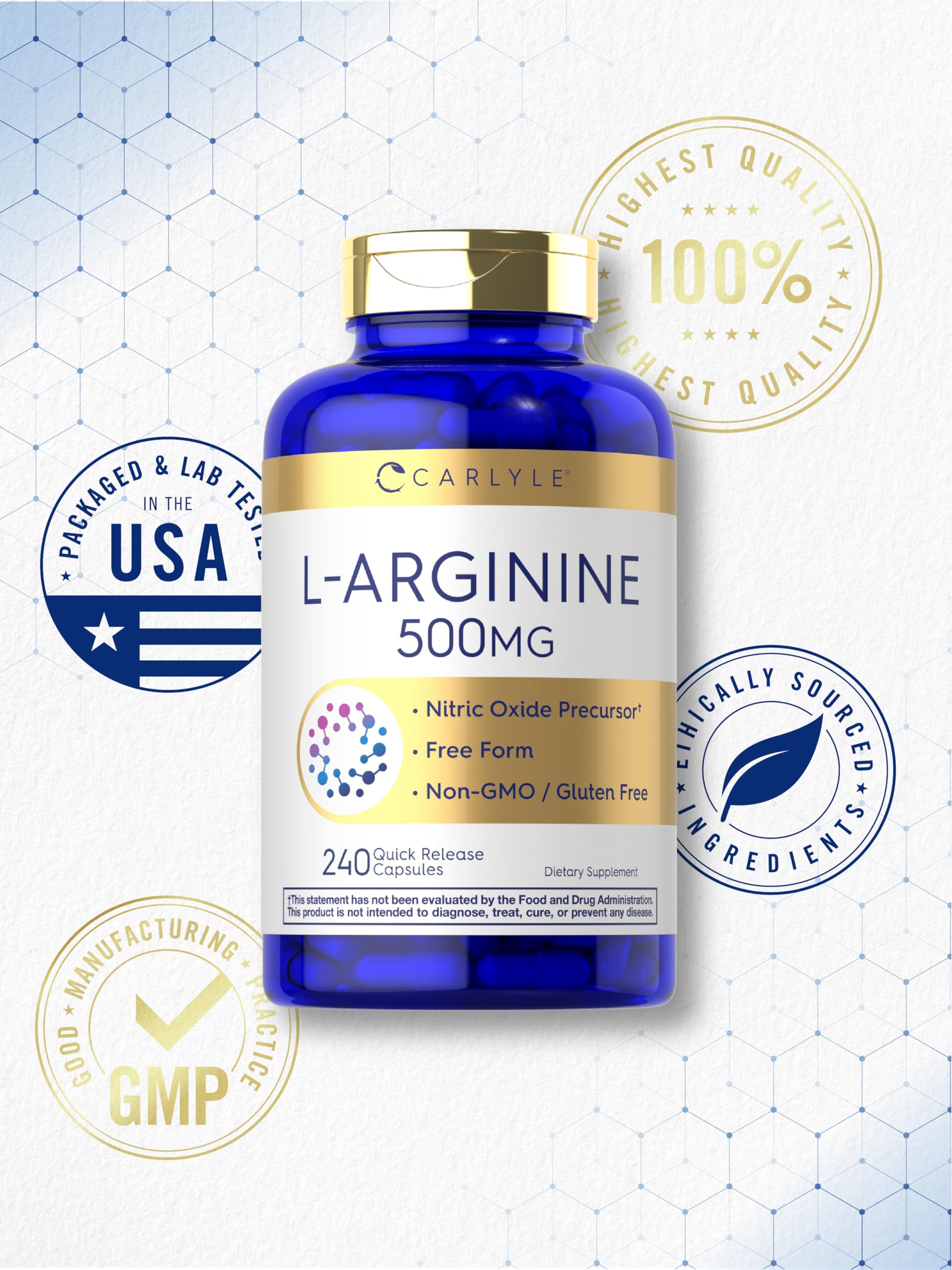 Foto 6 | Suplemento Carlyle L-arginina, 500 Mg, Cápsulas, 240 Unidades - Venta Internacional.