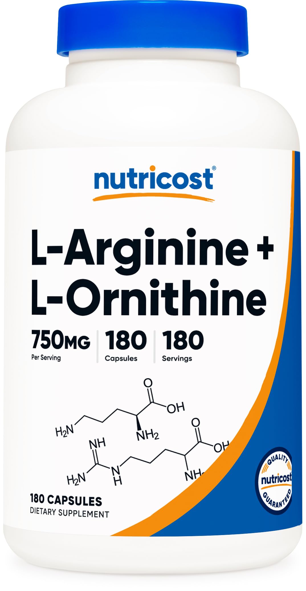 Foto 2 pulgar | Suplemento Nutricost L-arginina L-ornitina 750 Mg 180 Cápsulas - Venta Internacional.