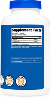 Foto 5 | Suplemento Nutricost L-arginina L-ornitina 750 Mg 180 Cápsulas - Venta Internacional.