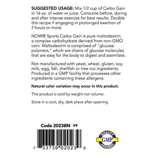 Foto 3 | Sports Nutrition Carbo Gain Powder Now Foods, 8 Kg - Venta Internacional.