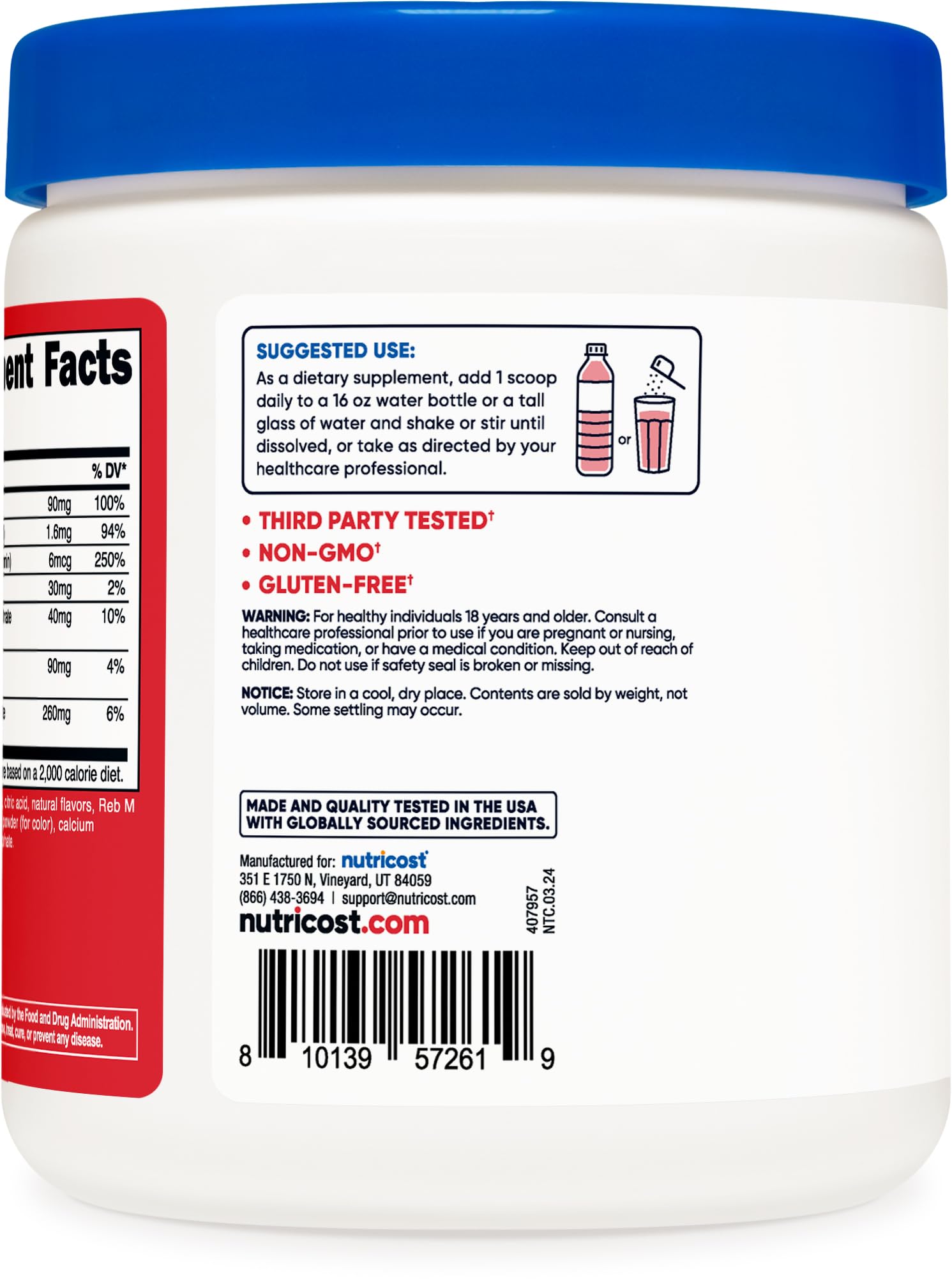 Foto 5 pulgar | Suplemento De Hidratación Nutricost Electrolyte Complex Powder - Venta Internacional.