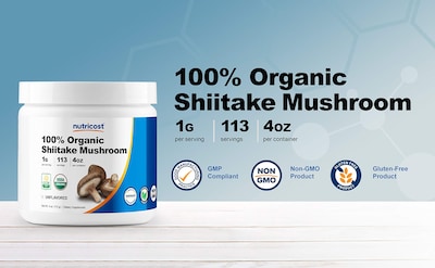 Foto 3 | Suplemento Nutricost De Hongos Shiitake Orgánicos En Polvo 113 g - Venta Internacional