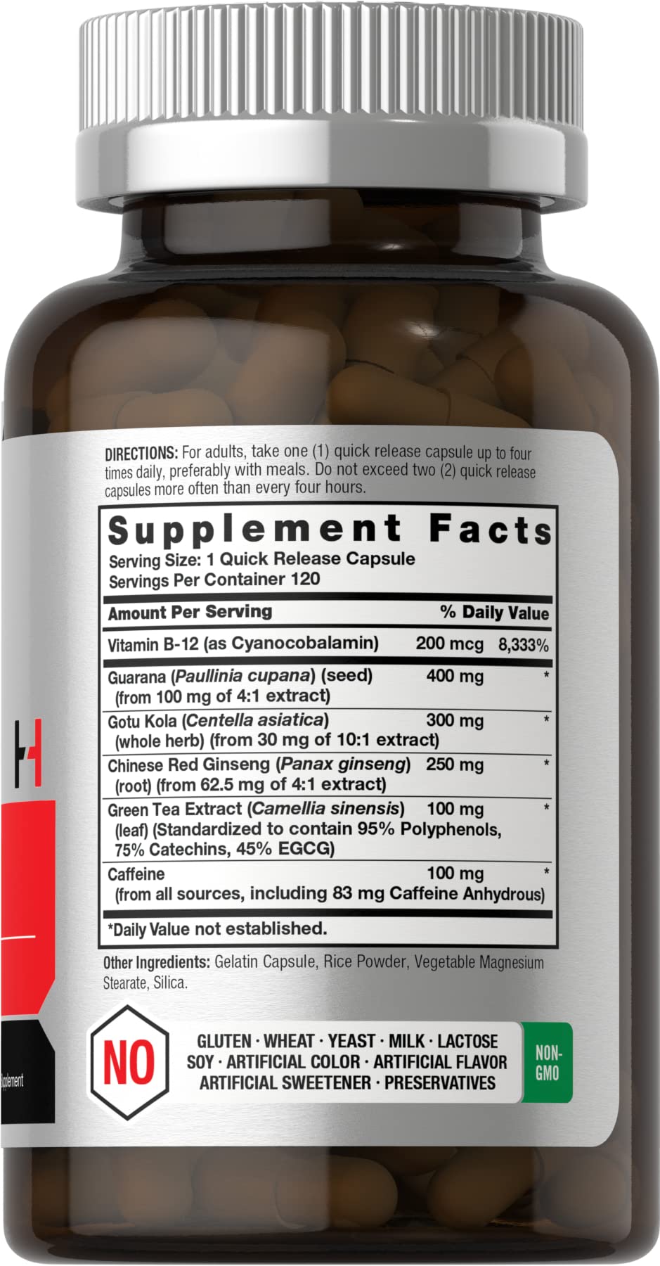 Foto 3 pulgar | Suplemento Energético Horbaach Ultra con Cafeína y Vitamina B12 120 Cápsulas - Venta Internacional