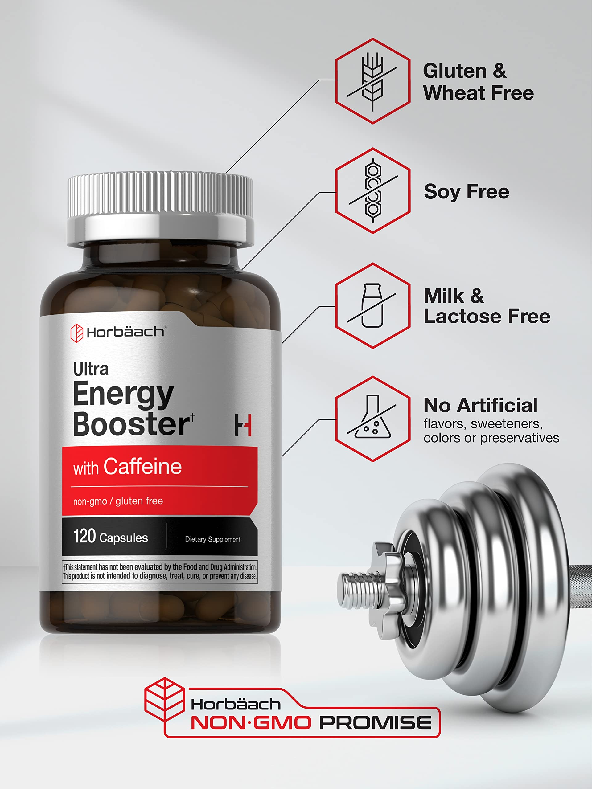Foto 5 pulgar | Suplemento Energético Horbaach Ultra con Cafeína y Vitamina B12 120 Cápsulas - Venta Internacional