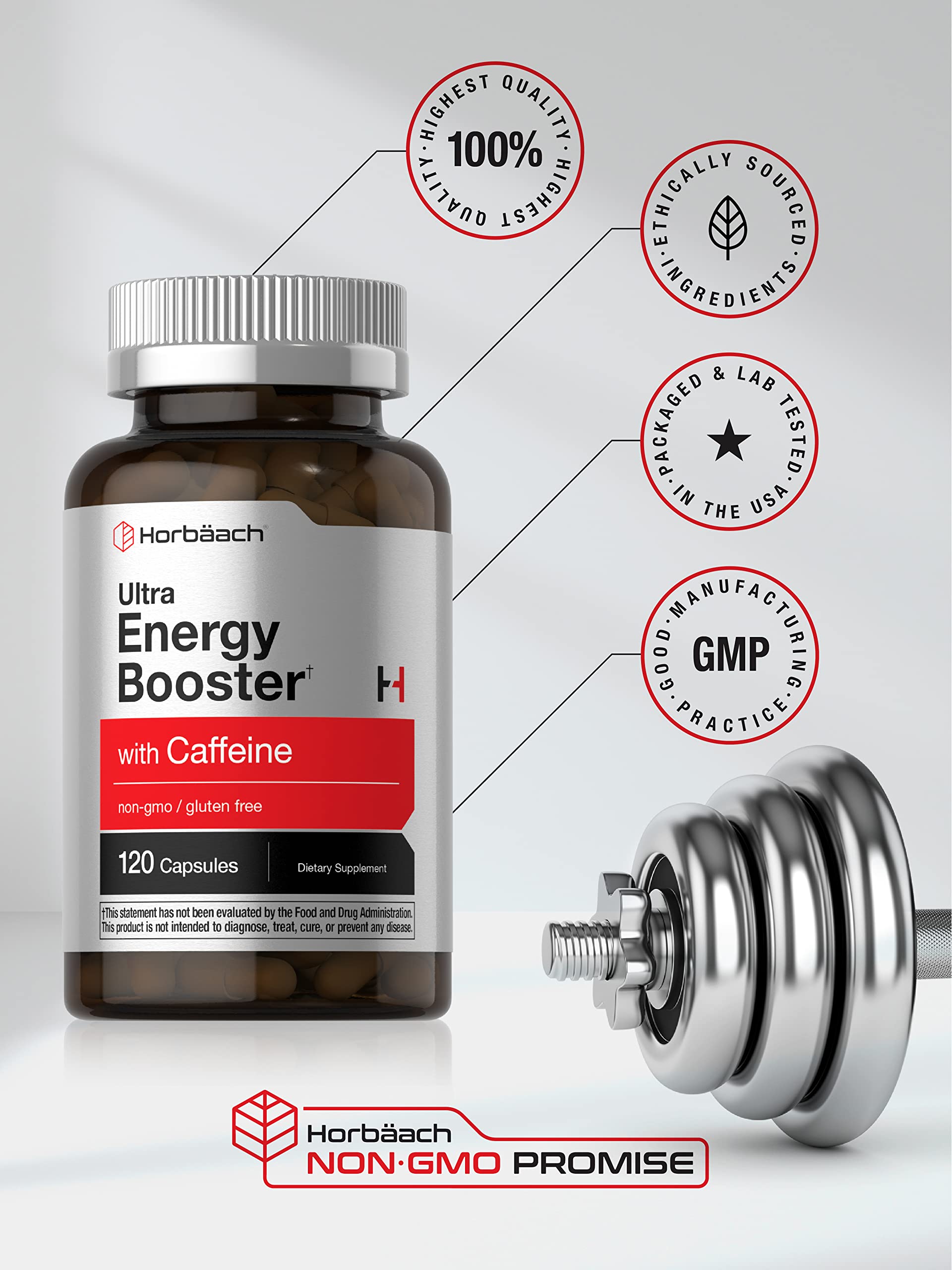 Foto 6 pulgar | Suplemento Energético Horbaach Ultra con Cafeína y Vitamina B12 120 Cápsulas - Venta Internacional