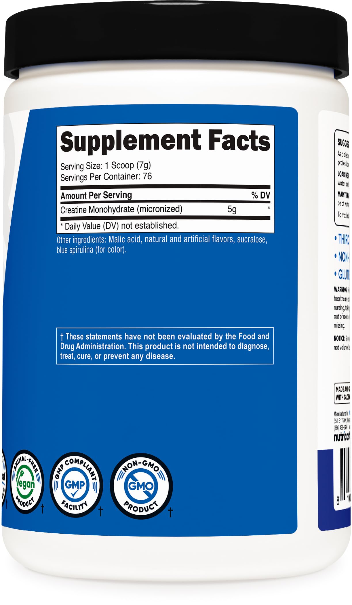 Foto 5 pulgar | Creatina Monohidratada en Polvo Nutricost Blue Raspberry 500 g - Venta Internacional