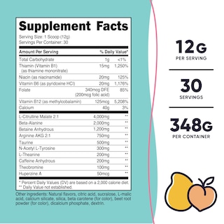 Foto 2 | Polvo para Antes del Entrenamiento Nutricost Peach Mango 30 Porciones para Mujeres 348 g - Venta Internacional