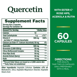 Foto 2 | Quercetina Nature's Bounty 500 Mg con 60 Unidades de Vitamina C - Venta Internacional